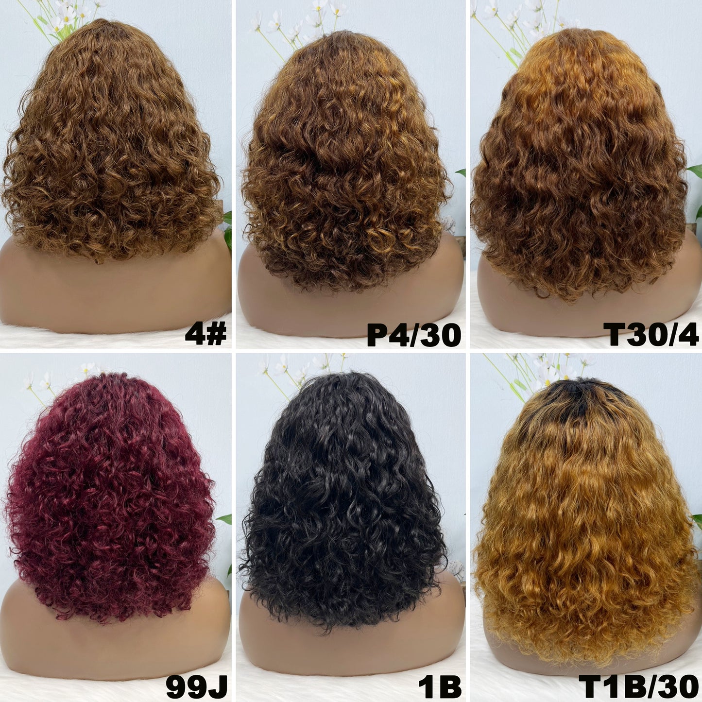 Fringe Double Drawn Wig Water Wave Machine Human Hair Wigs Natural Color