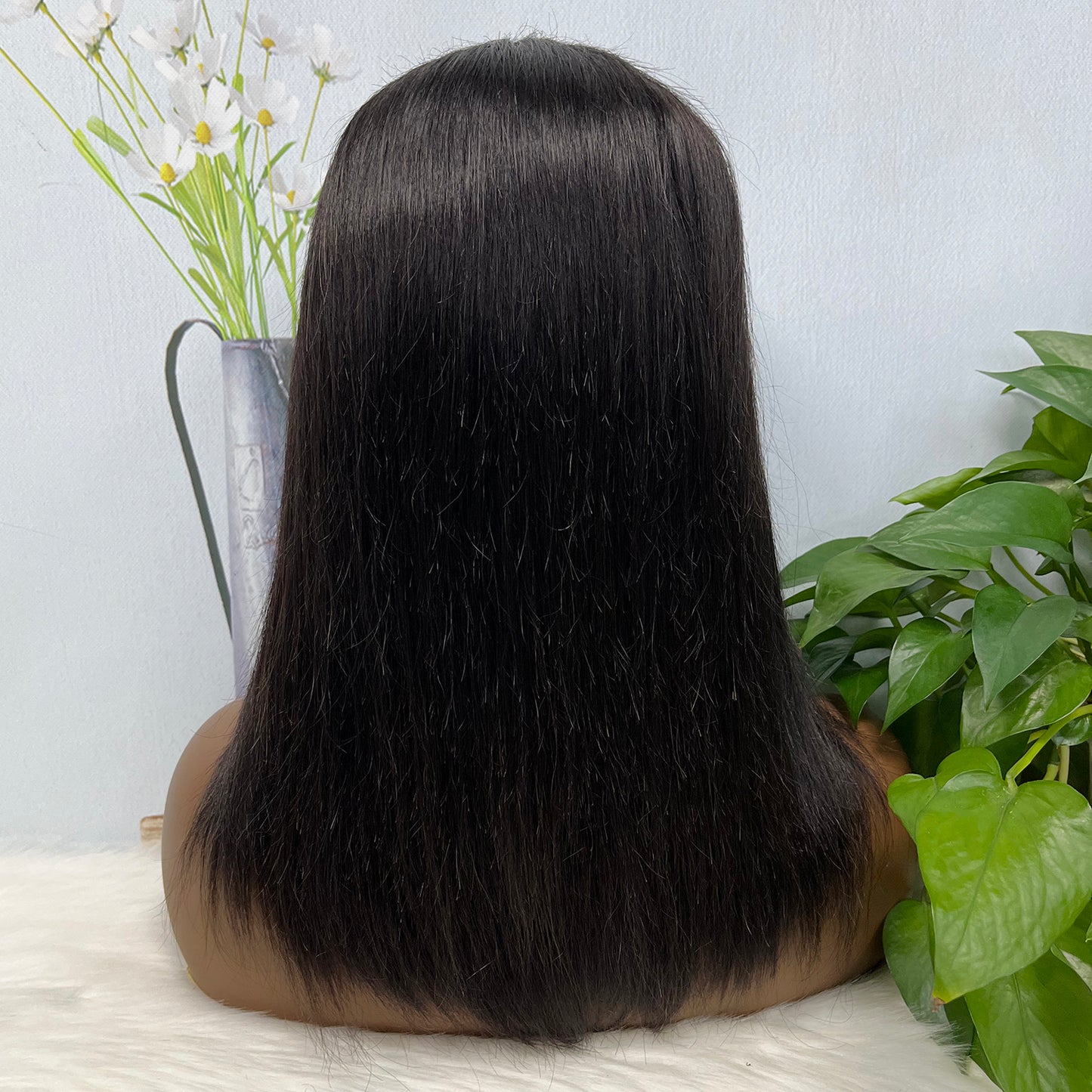 6*6 Lace Wig Straight Natural Virgin Human Hair Lace Wigs Color NC 350% Density