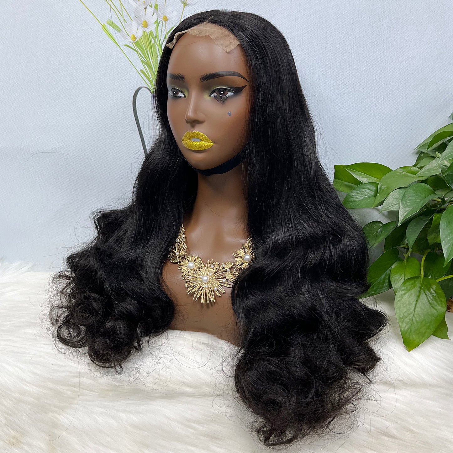 Double Drawn 4*4 Glueless Lace Wig Noble Wave Human Hair Wigs Natural Color 26"