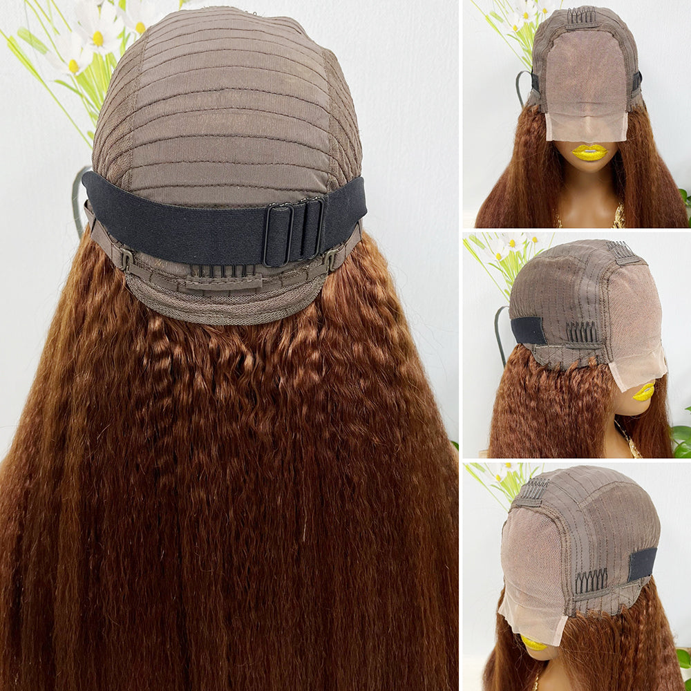 Perruque en dentelle 4*4 couleur droite 33 # 20 "perruque de cheveux humains naturels densité 250%