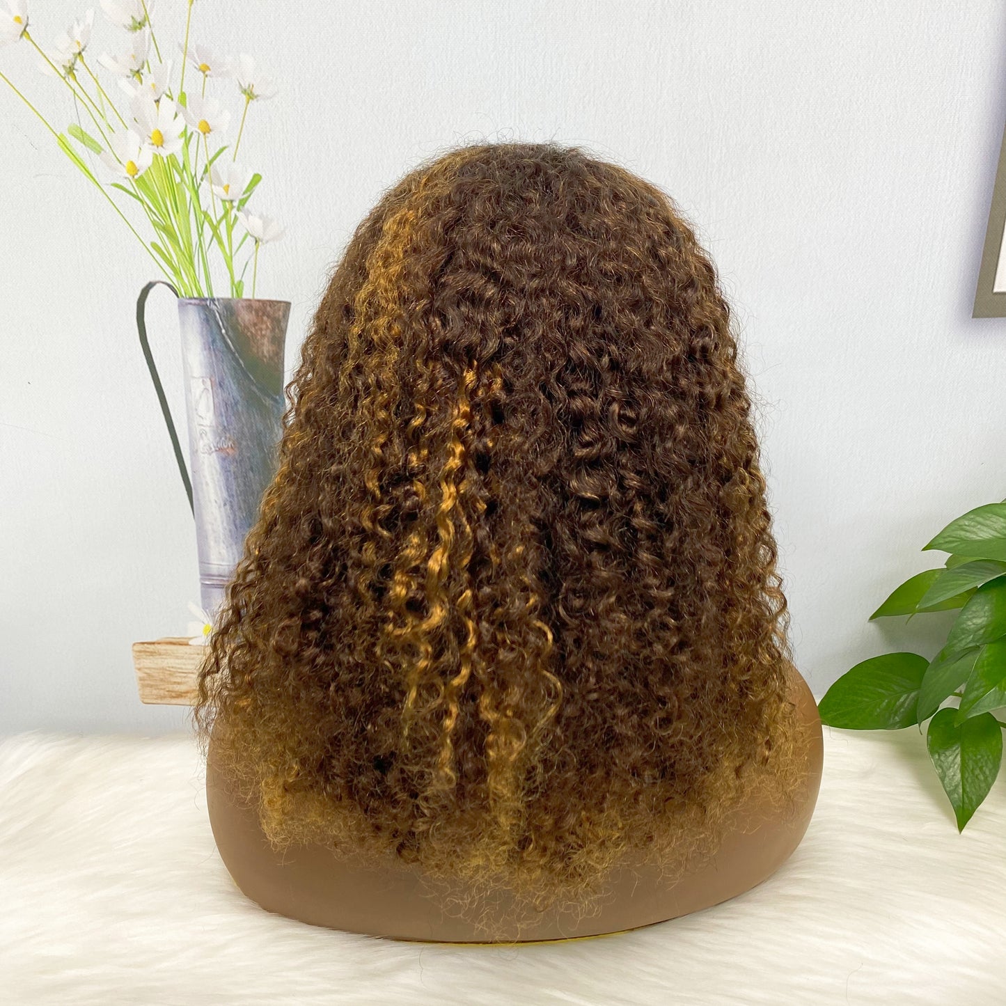 Double Drawn 13*4 BoB Pixie Curl Wigs 250% Density Color P4/30#