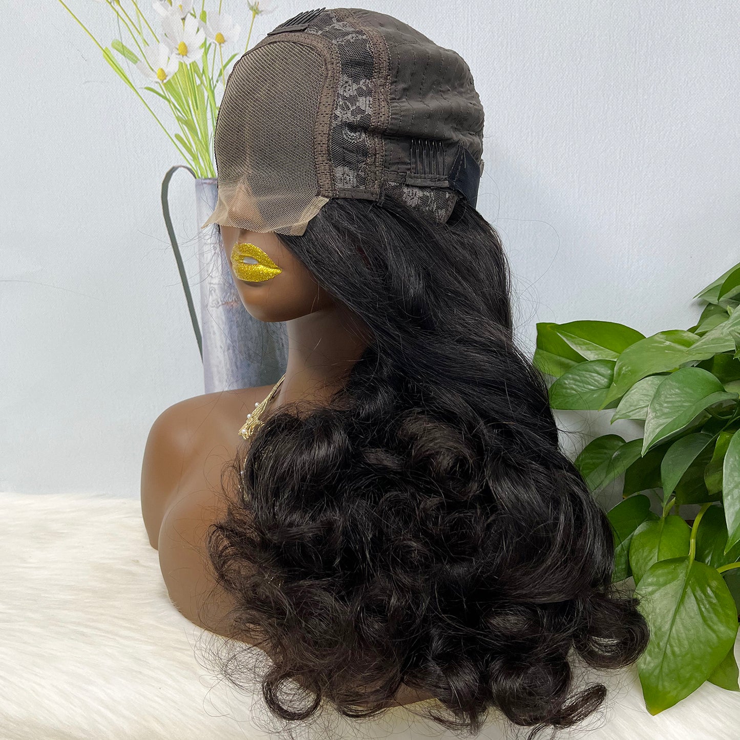 Double Drawn 4*4 Glueless Lace Wig Noble Wave Human Hair Wigs Natural Color 26"