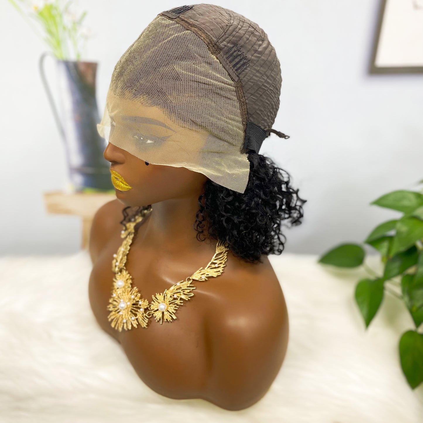 13*4 Bob Wig Jerry Curl Braid Human Hair Wigs Natural Color 200% Density