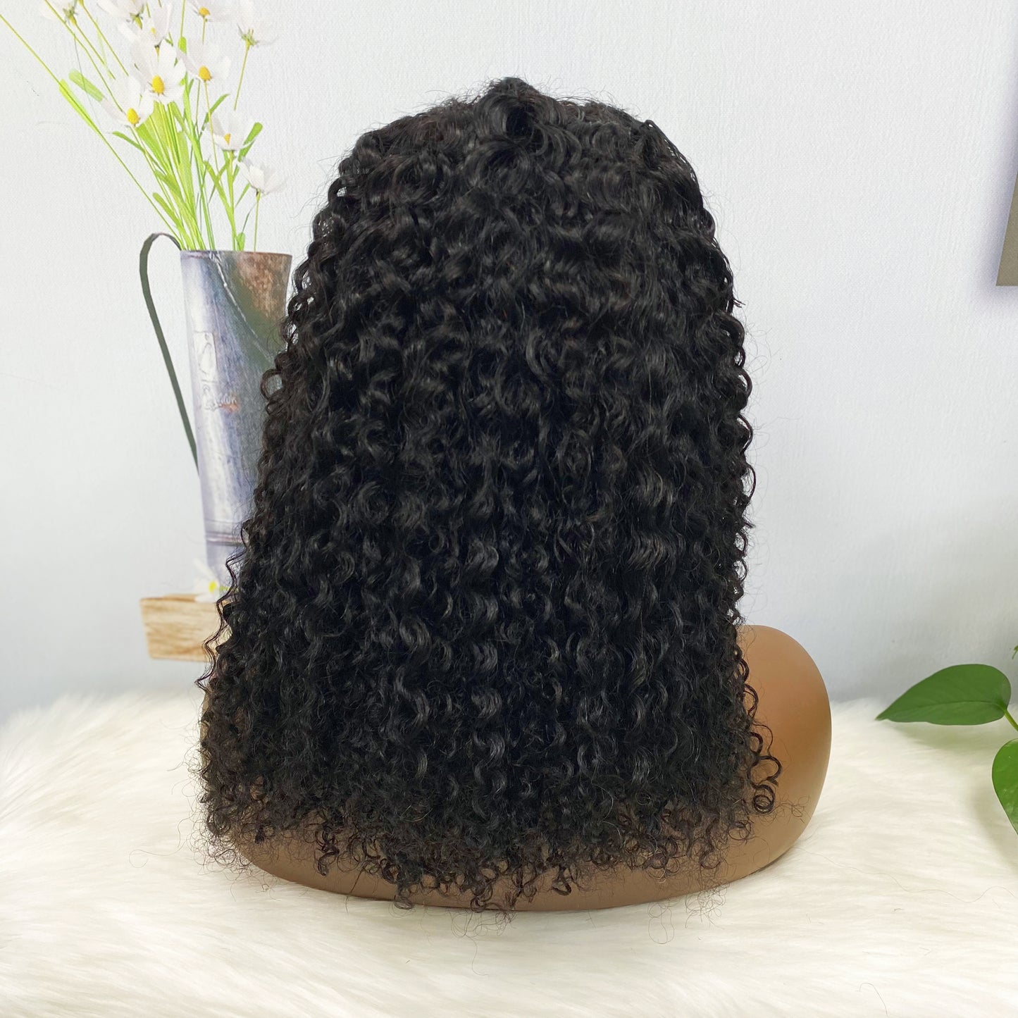 13*4 Bob Wig Jerry Curl Braid Human Hair Wigs Natural Color 200% Density