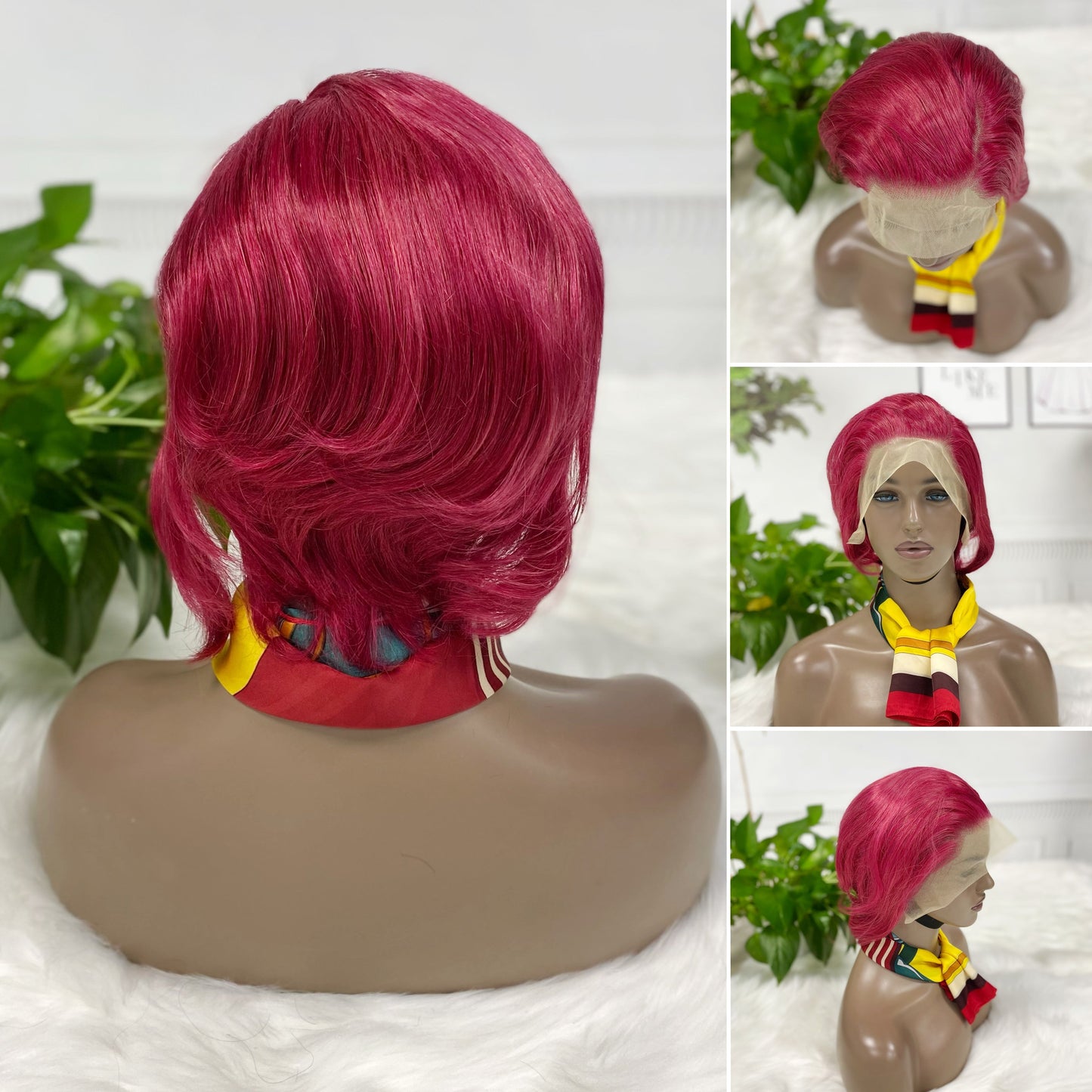 13*4 Lace Wig Pixie Cut Natural Virgin Human Hair Lace Wigs Color 4#