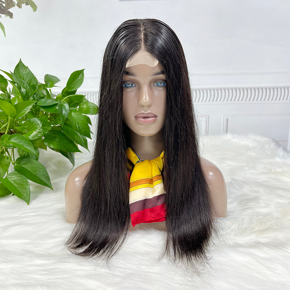 Double Drawn Bone Straight 2*6 Lace Bob Wig Virgin Human Hair Wigs Natural Color