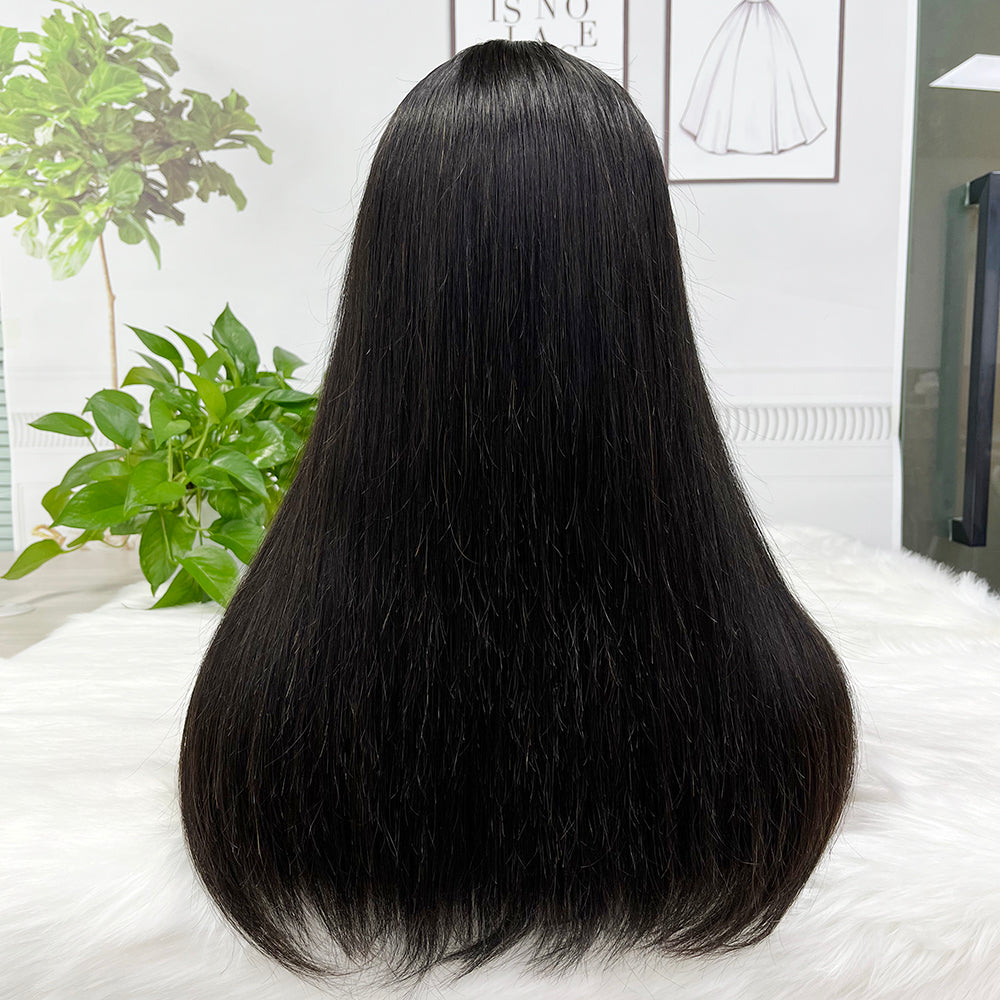 Double Drawn Bone Straight 2*6 Lace Bob Wig Virgin Human Hair Wigs Natural Color