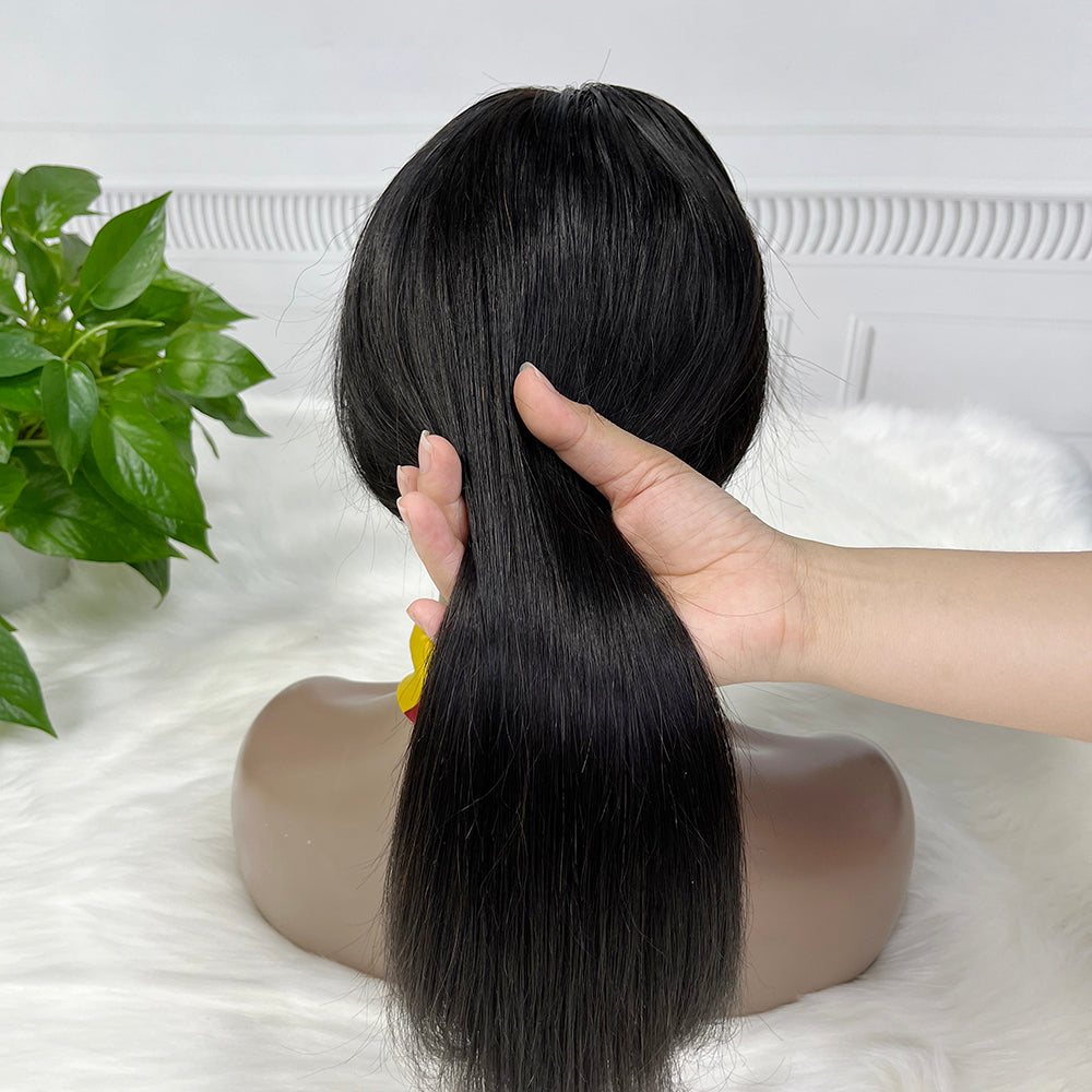 Double Drawn Bone Straight 2*6 Lace Bob Wig Virgin Human Hair Wigs Natural Color