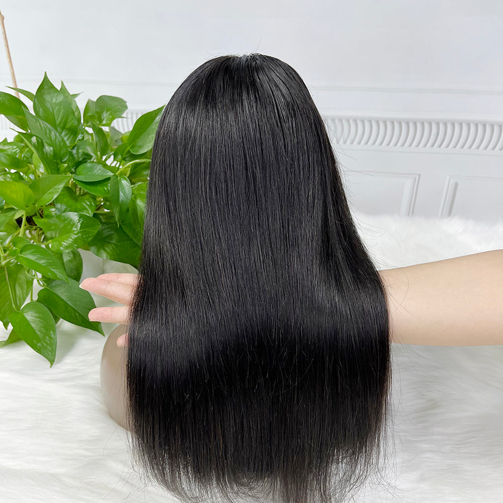 Double Drawn Bone Straight 2*6 Lace Bob Wig Virgin Human Hair Wigs Natural Color