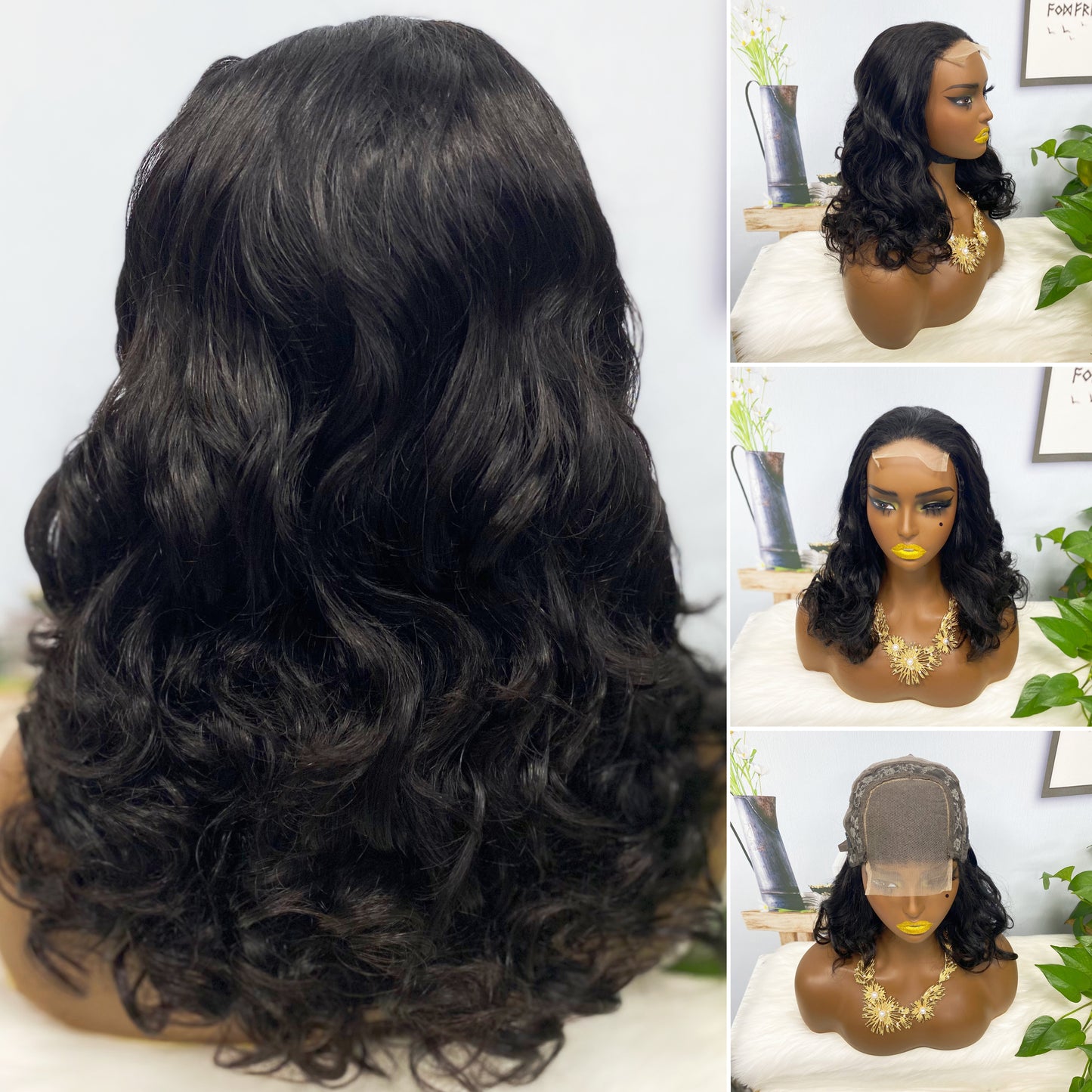 Densité de la couleur 99J 250% de perruque de cheveux humains de Fumi de perruque de dentelle de DD 4*4