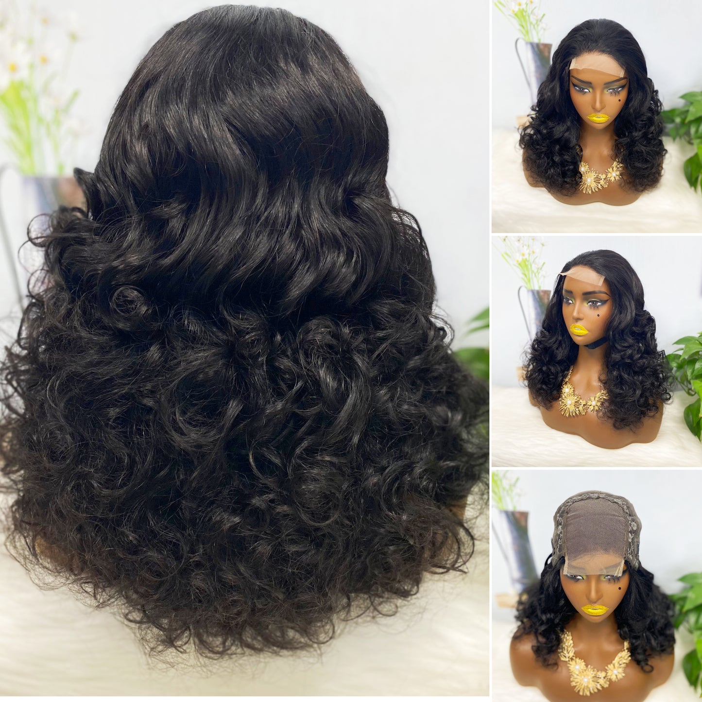 DD 4*4 Lace Wig Fumi Perruque de cheveux humains Couleur P4/27# 250% Densité
