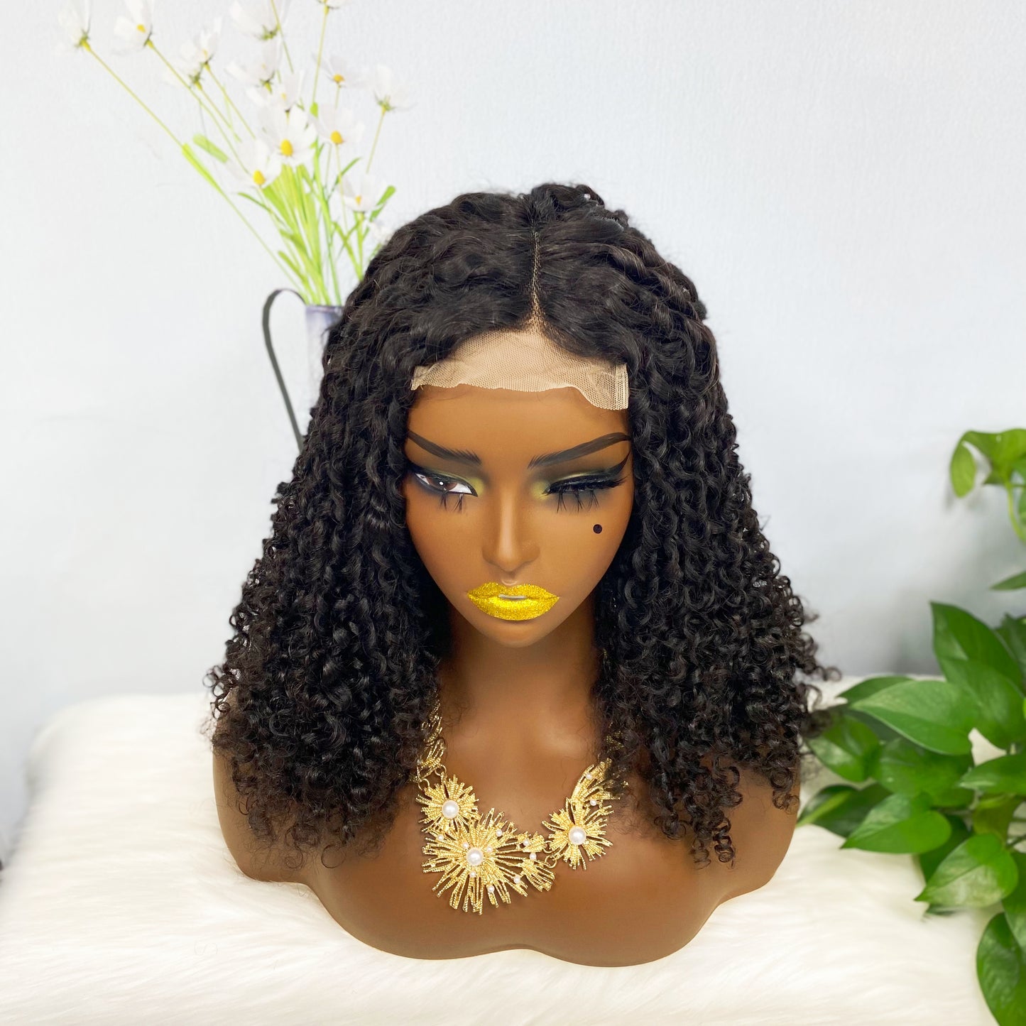 DD 4*4 perruque de dentelle sans colle Pixie couleur de perruque de dentelle de cheveux humains naturels 1B 250% densité