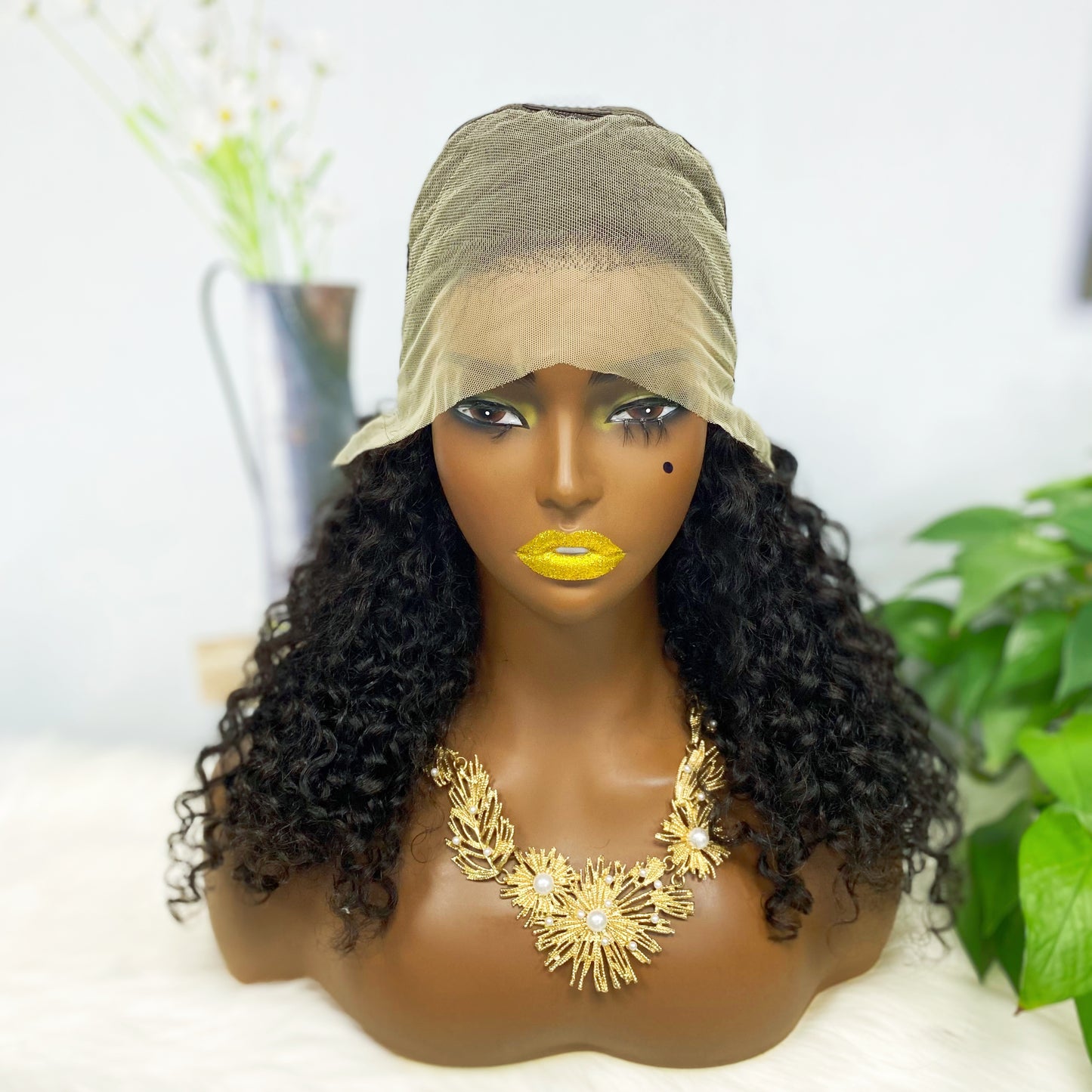 13*4 BOB Wig Water Wave Natural Human Hair Lace Wigs Color 1B 250% Density