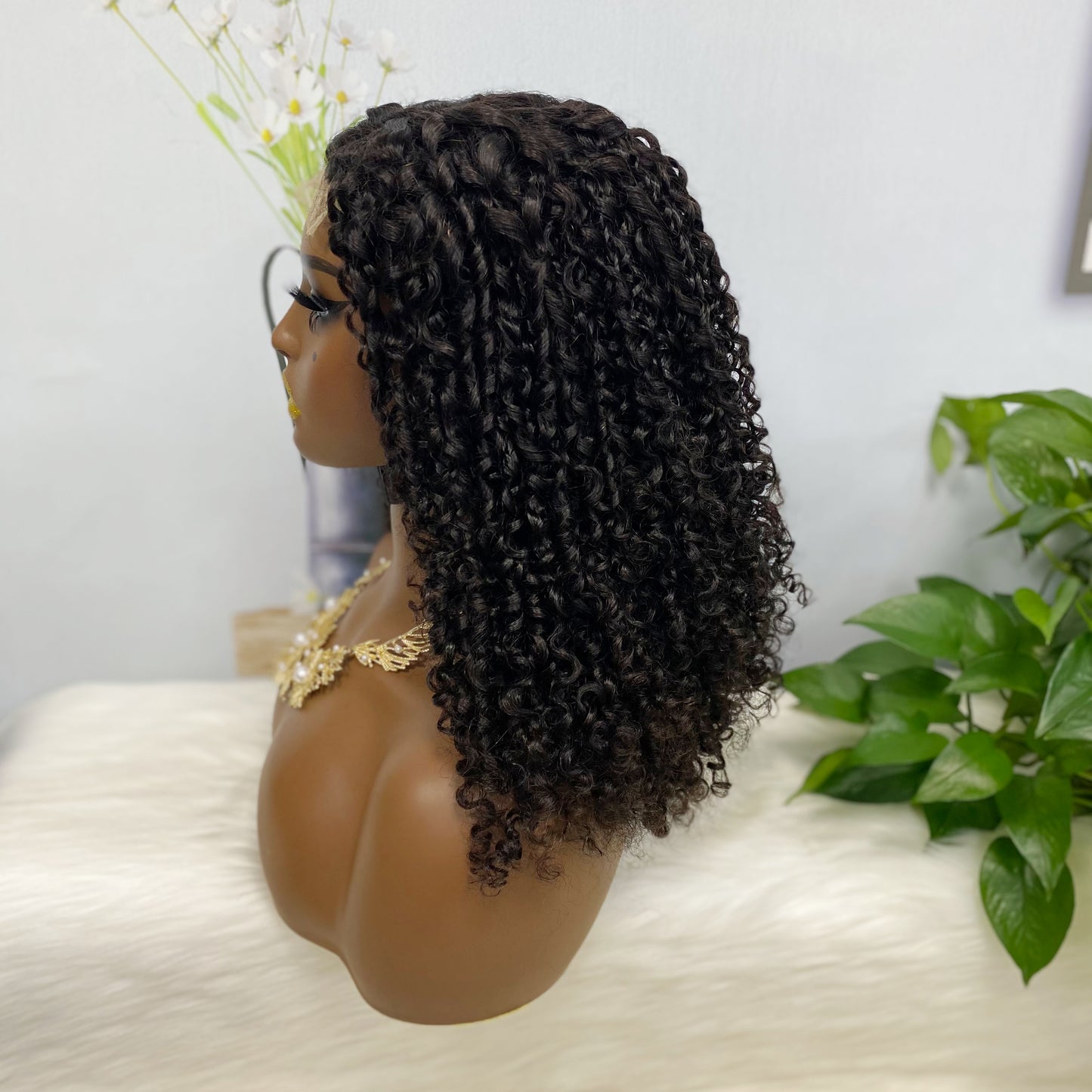 DD 4*4 perruque de dentelle sans colle Pixie couleur de perruque de dentelle de cheveux humains naturels 1B 250% densité