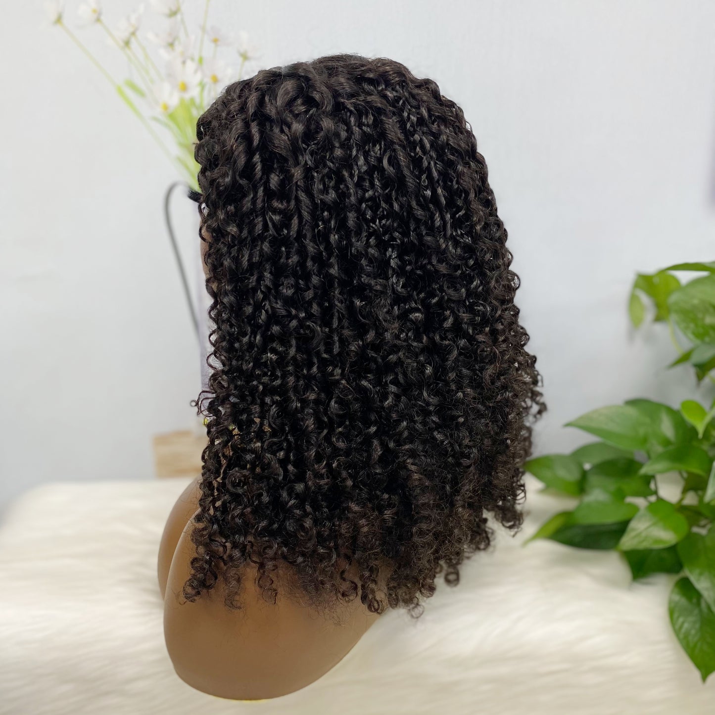 DD 4*4 perruque de dentelle sans colle Pixie couleur de perruque de dentelle de cheveux humains naturels 1B 250% densité