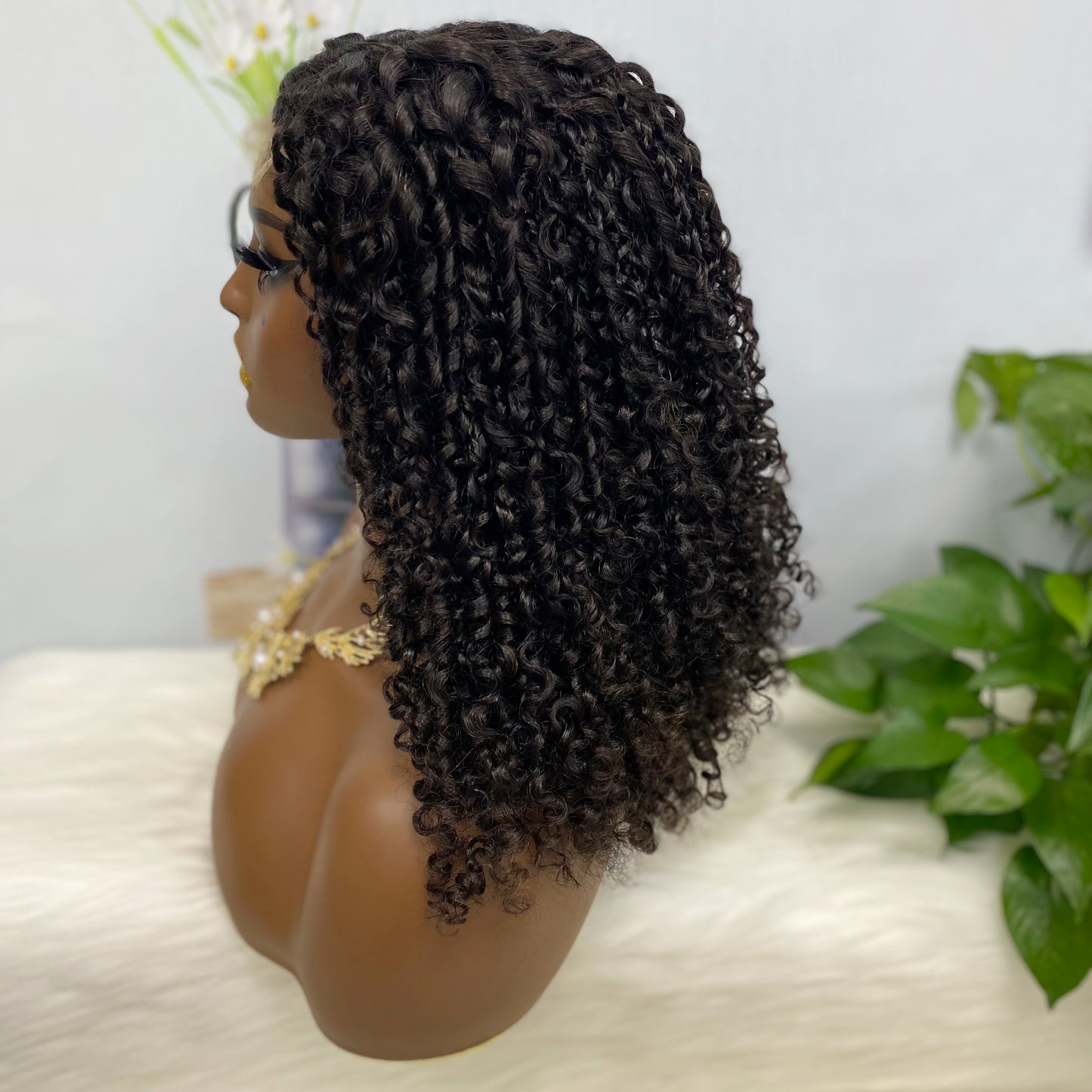 DD 4*4 perruque de dentelle sans colle Pixie couleur de perruque de dentelle de cheveux humains naturels 1B 250% densité