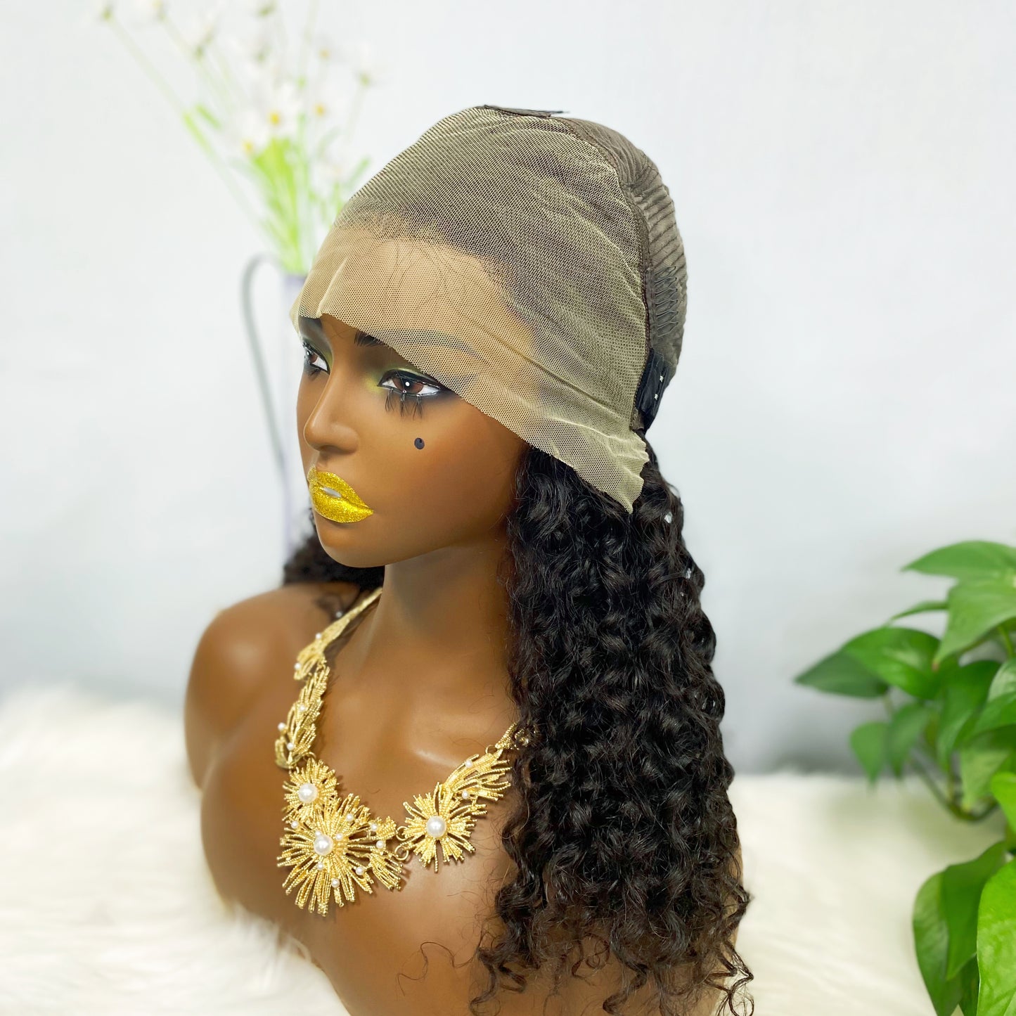 13*4 BOB Wig Water Wave Natural Human Hair Lace Wigs Color 1B 250% Density