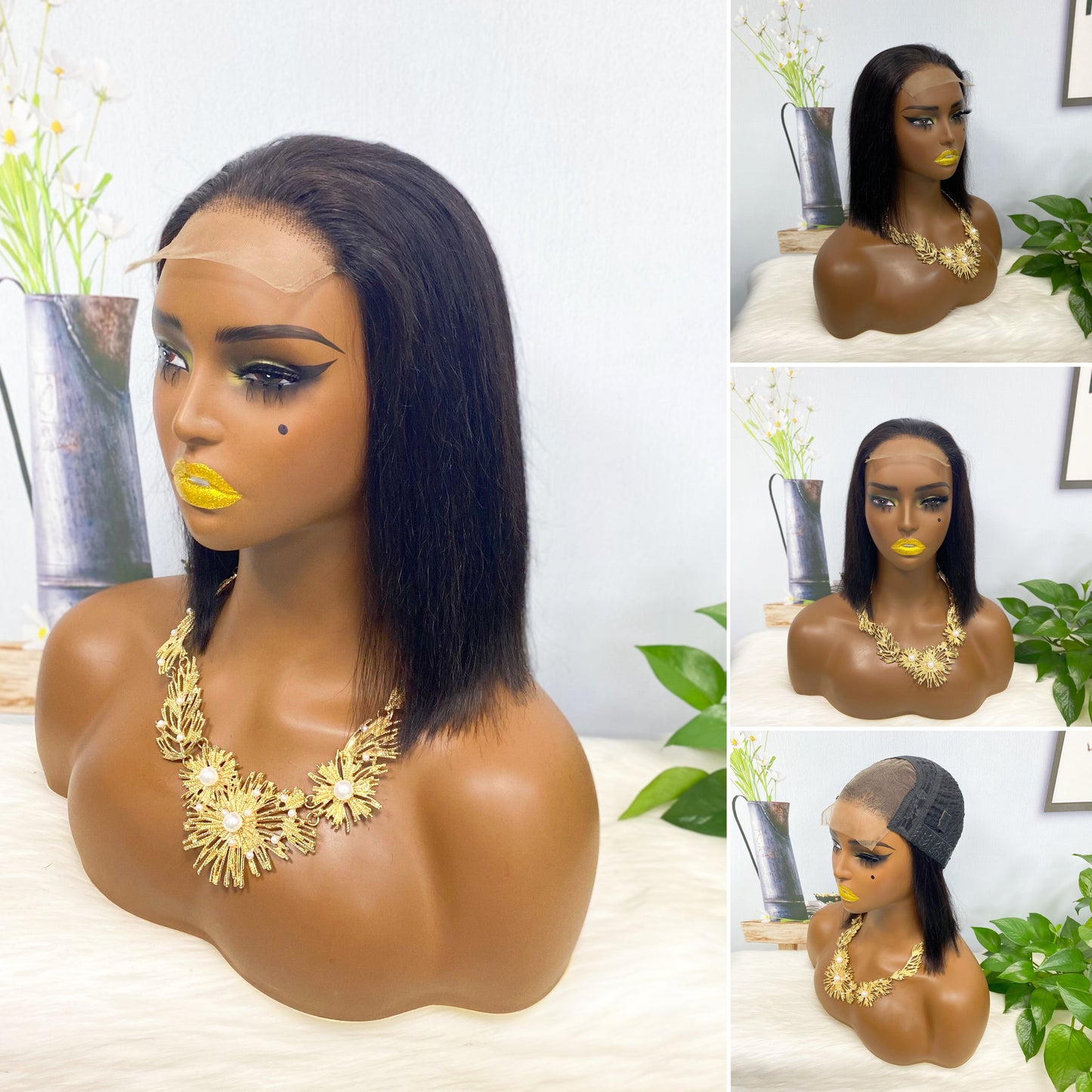 Perruque de cheveux humains sans colle DD 4*4 BOB ST, couleur P4/27 #, densité 200%