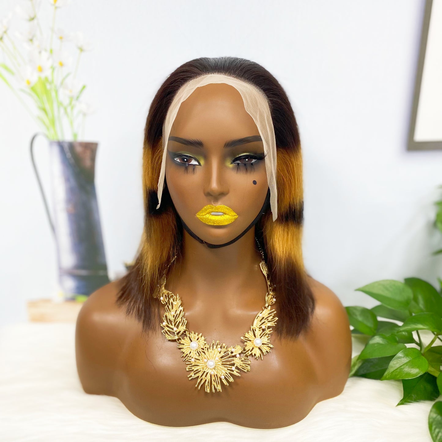 13*4 BoB Wig Straight Wigs Color 1BF30# 200% Density
