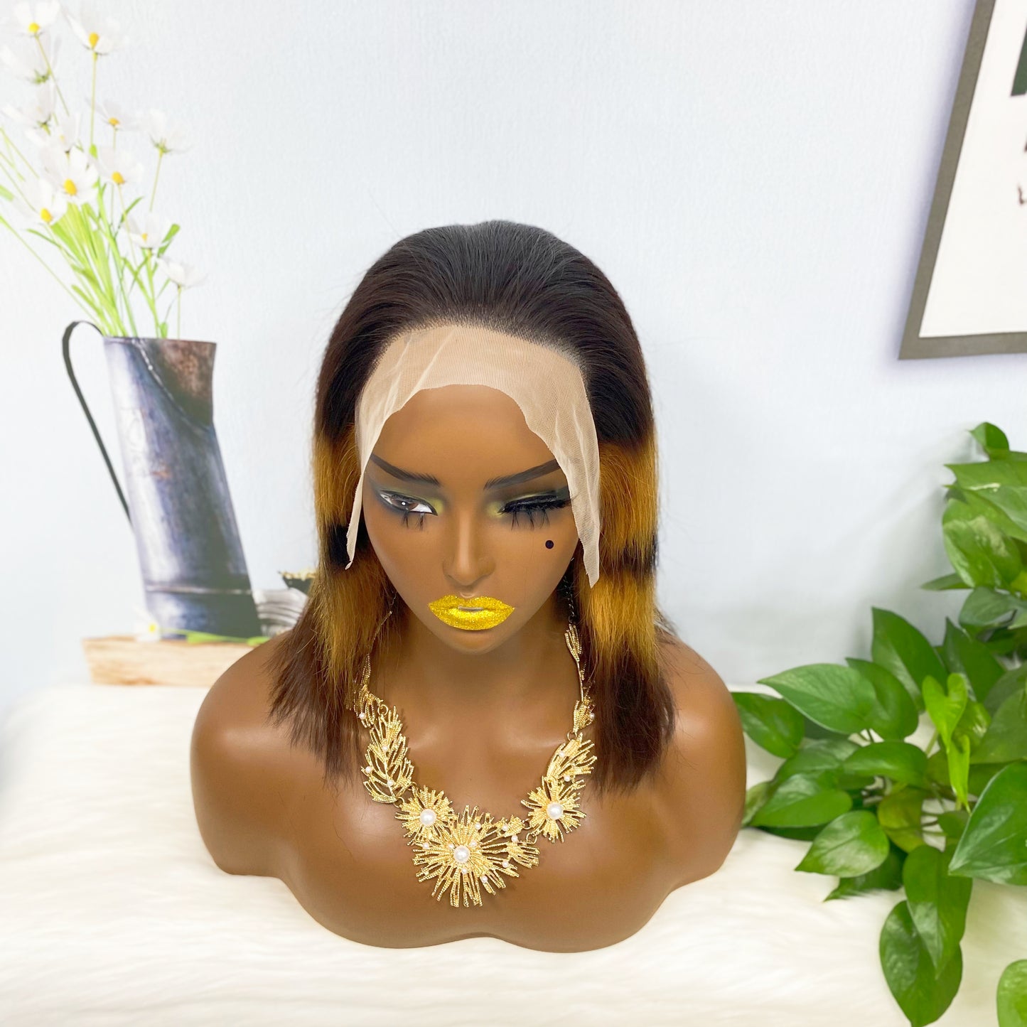 13*4 BoB Wig Straight Wigs Color 1BF30# 200% Density