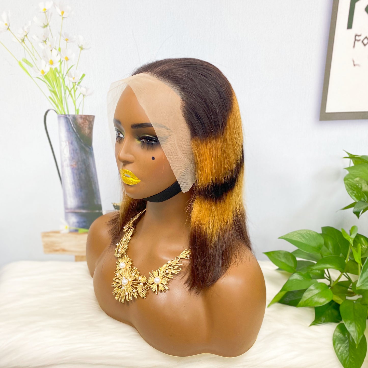 13*4 BoB Wig Straight Wigs Color 1BF30# 200% Density
