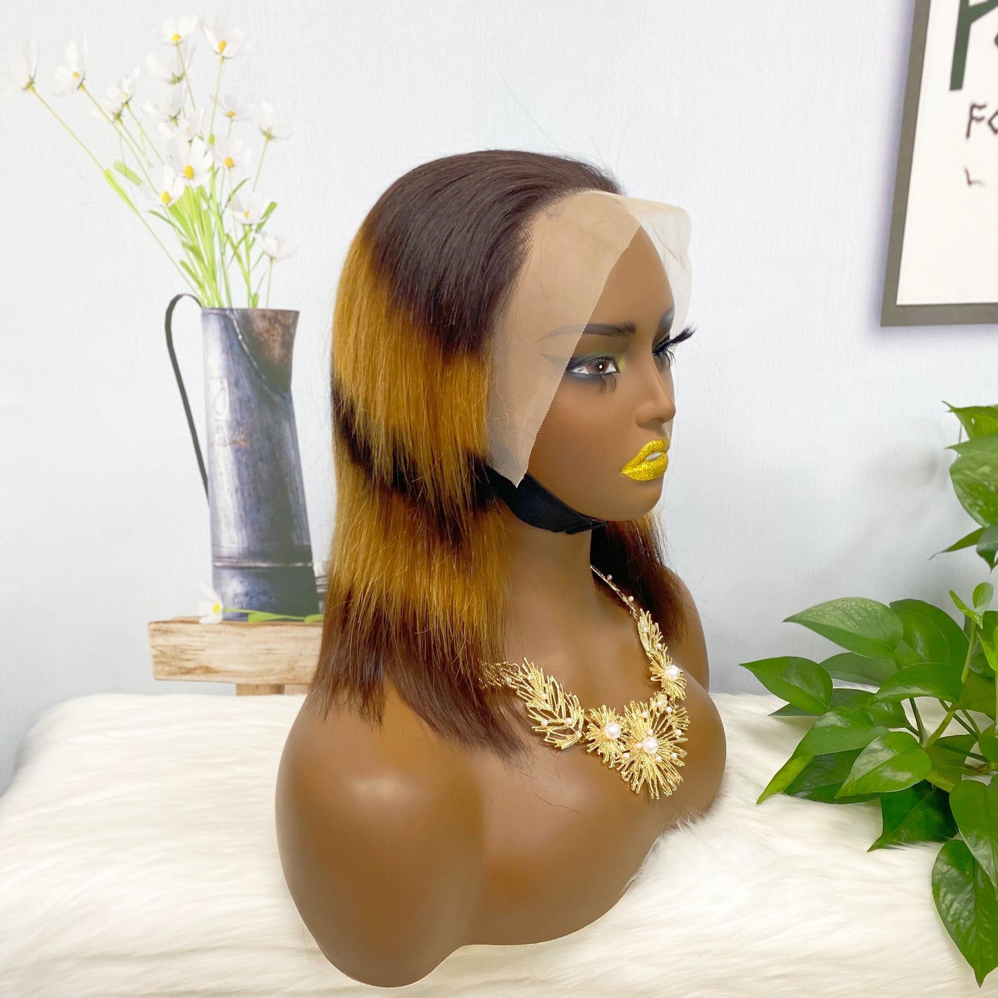 13*4 BoB Wig Straight Wigs Color 1BF30# 200% Density