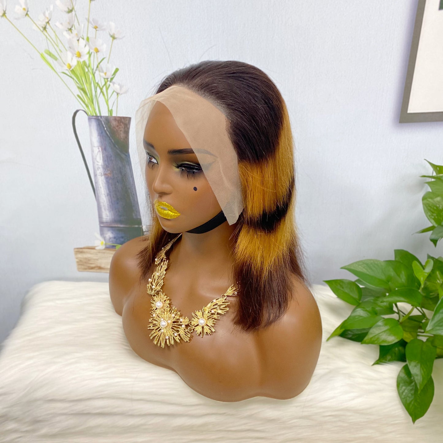 13*4 BoB Wig Straight Wigs Color 1BF30# 200% Density