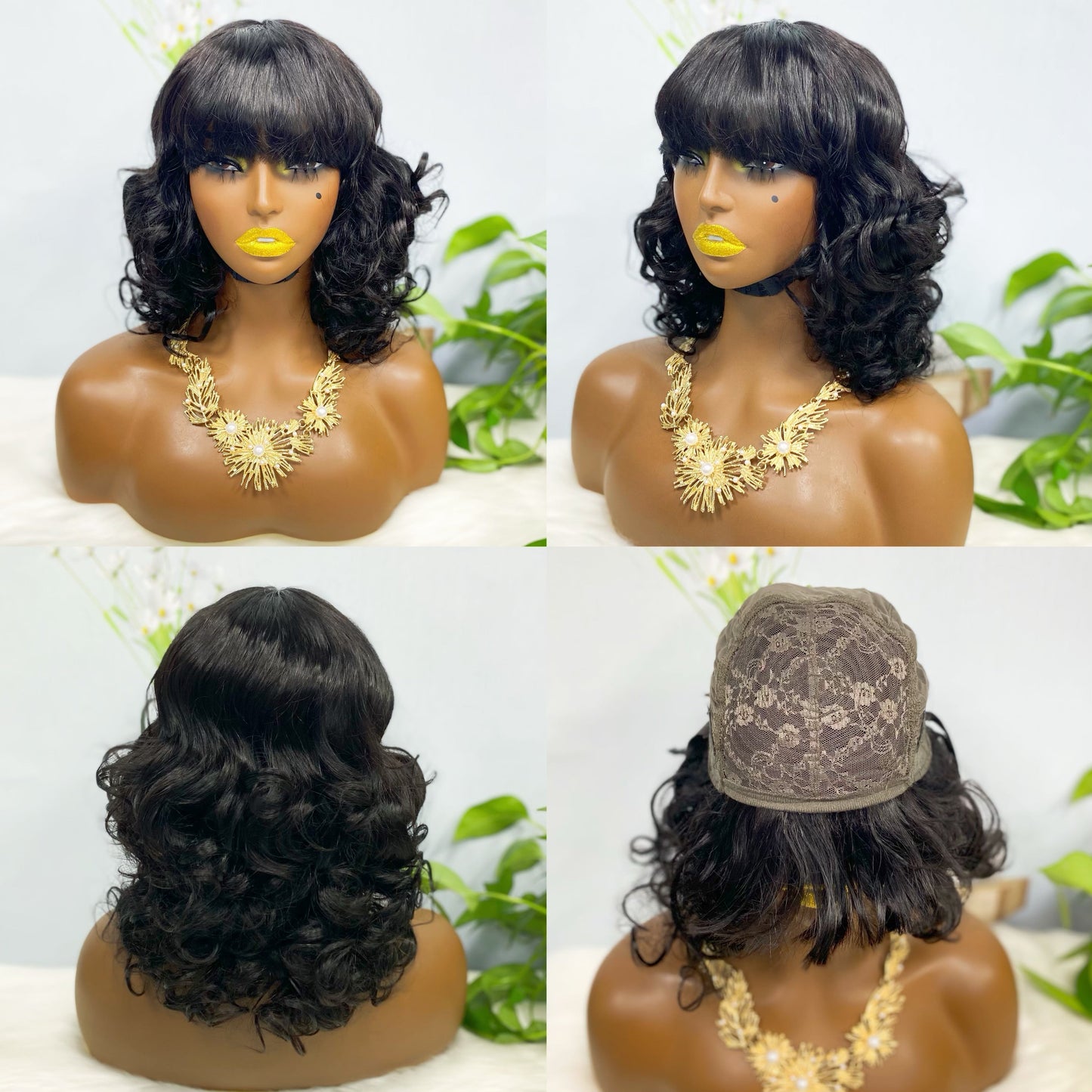 Fringe Wig LW Brazilian Natural Human Hair Wig Color P4/27#