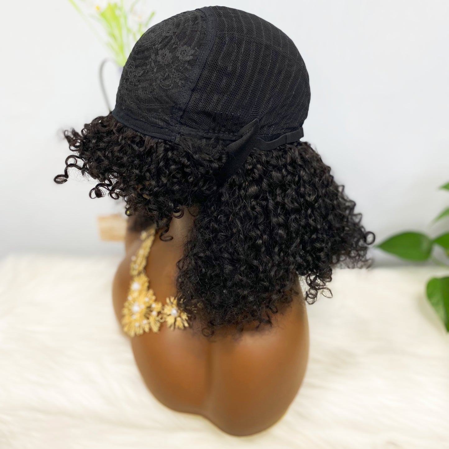 Fringe Double Drawn Wig Human Hair Pixie Curl Wigs 300% Density Ombre Color T4/30/4