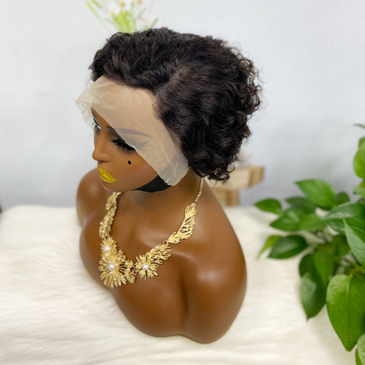 13*4 Lace Wig Curly Curly Human Hair Lace Wigs Color 1B(Partiality)