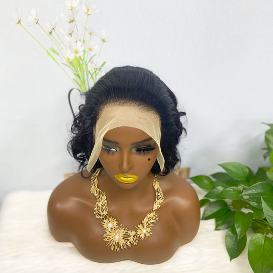 DD 13*4 Lace Wig Spring Curl Natural Color Lace Wigs Color 1B