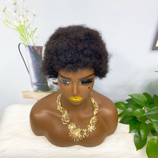 Afvo Wig Machine Human Hair Wig Natural Hair Wigs Color 1B 6inch