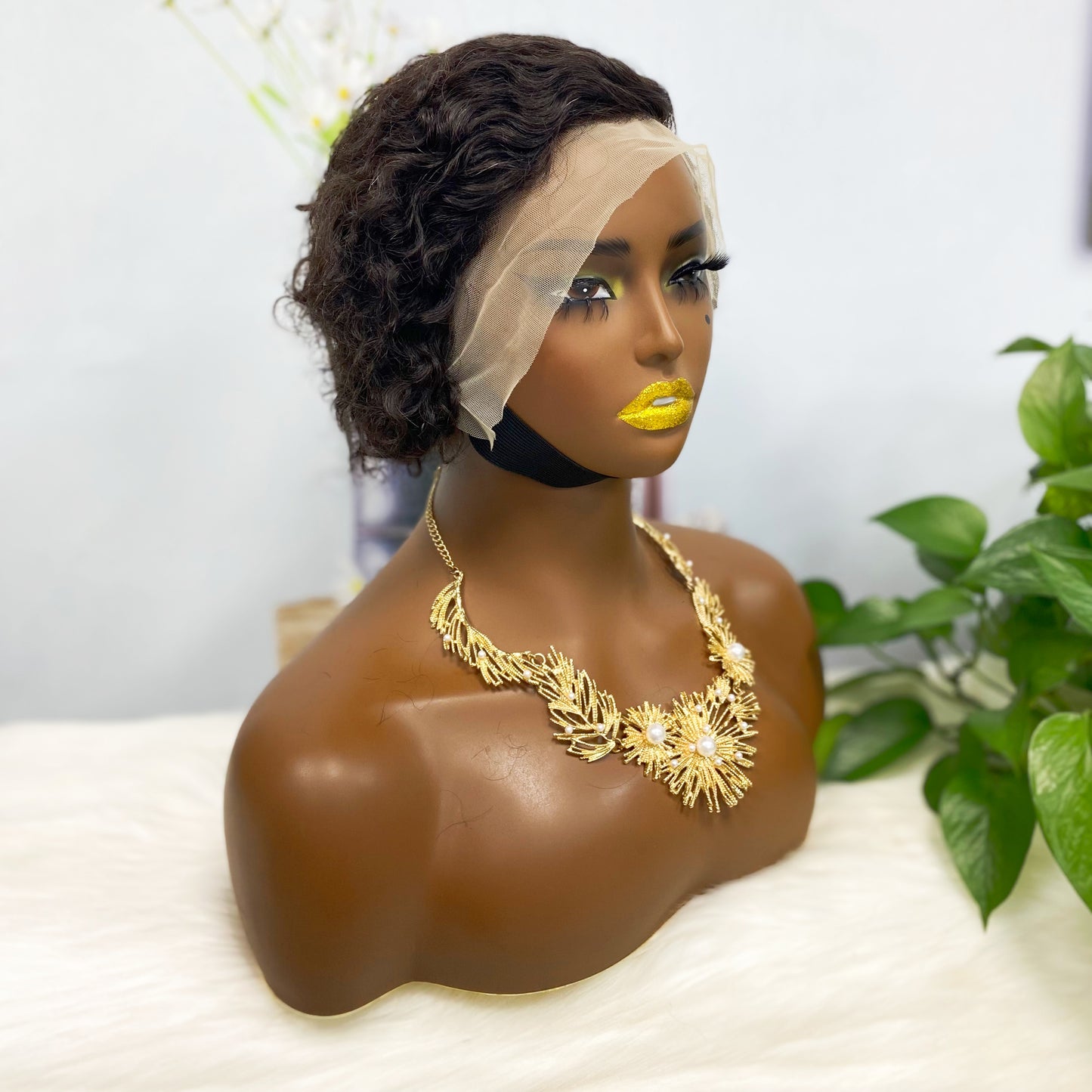 13*4 Lace Wig Curly Curly Human Hair Lace Wigs Color 1B(Partiality)