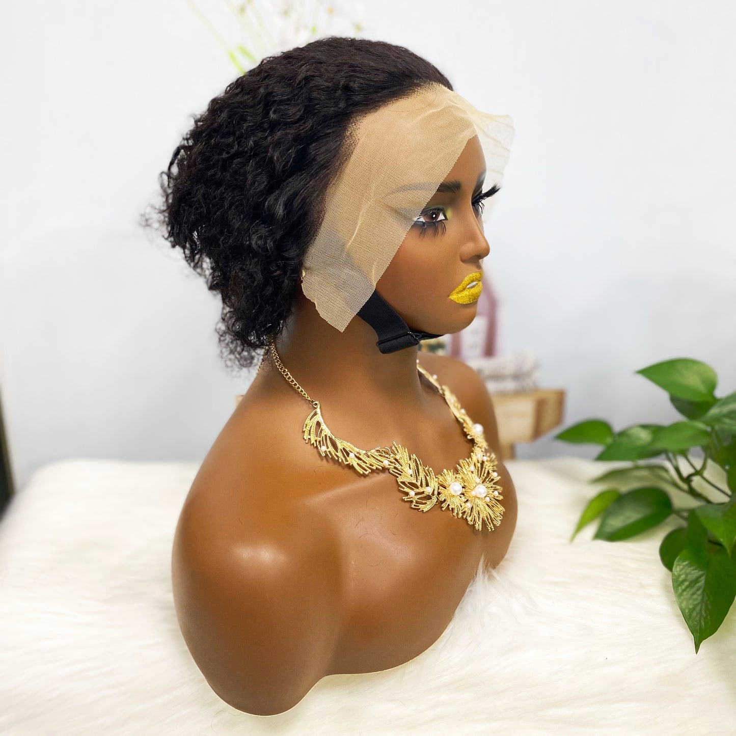 13*4 Lace Wig Curly Curly Human Hair Lace Wigs Color 1B