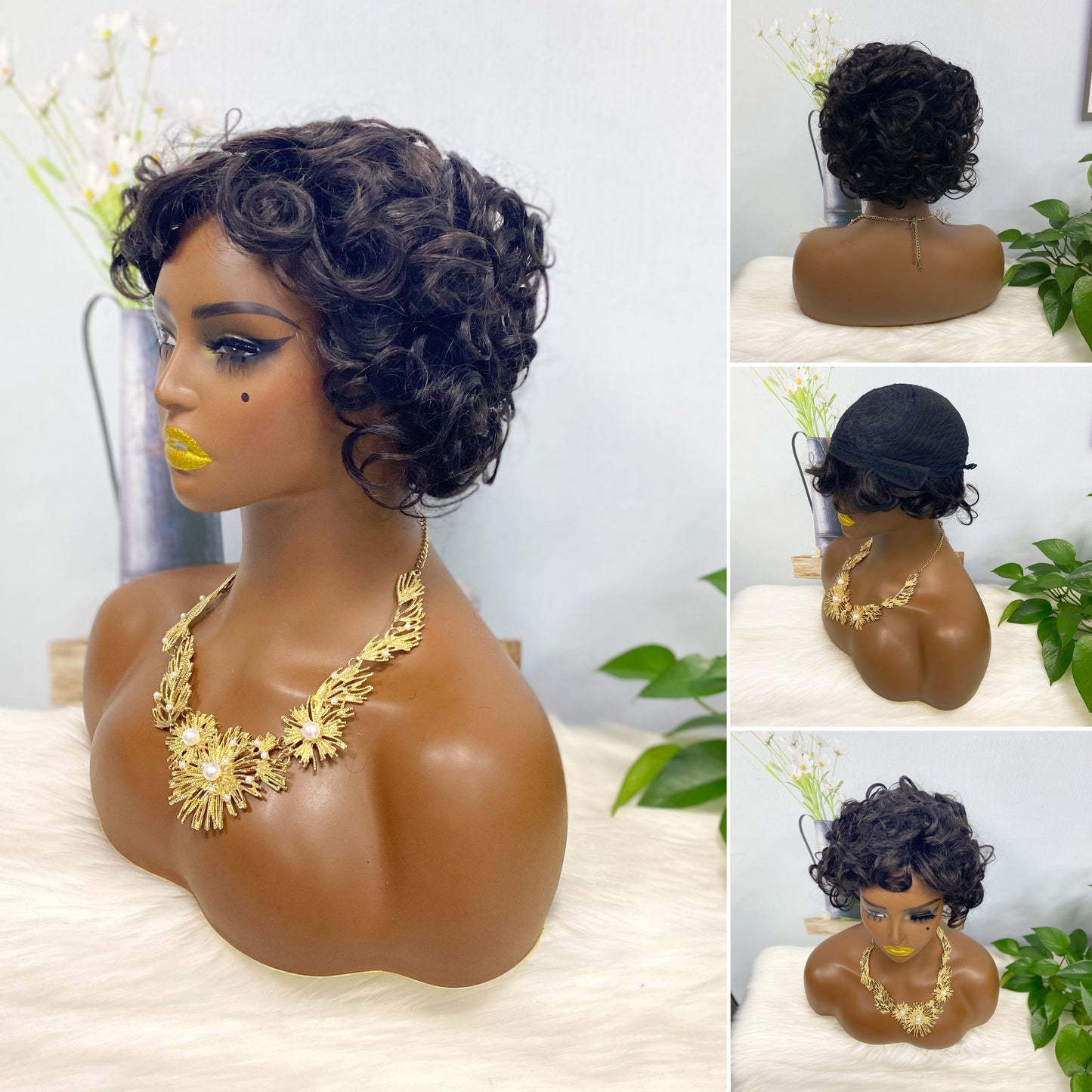 Wig W661 Machine Human Hair Wig Natural Hair Wigs Color 350#