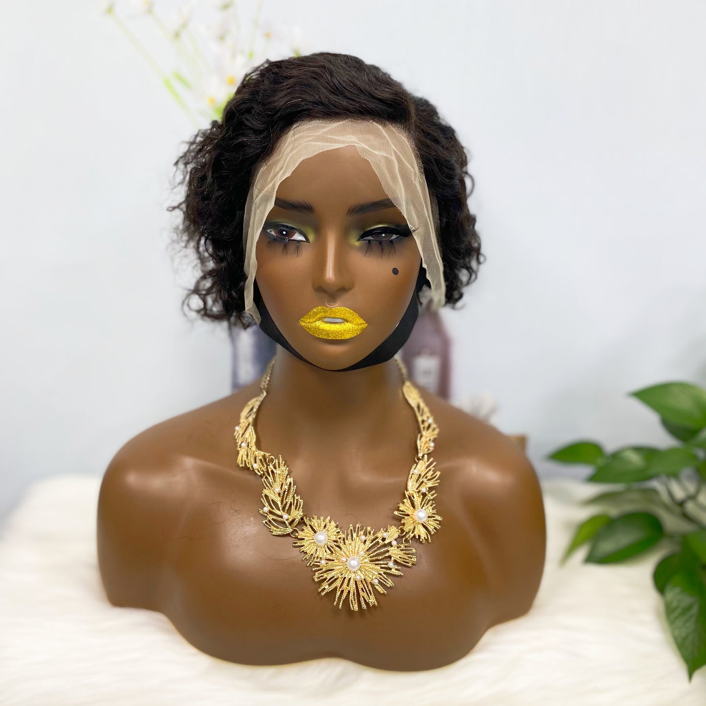 13*4 Lace Wig Curly Curly Human Hair Lace Wigs Color 1B(Partiality)