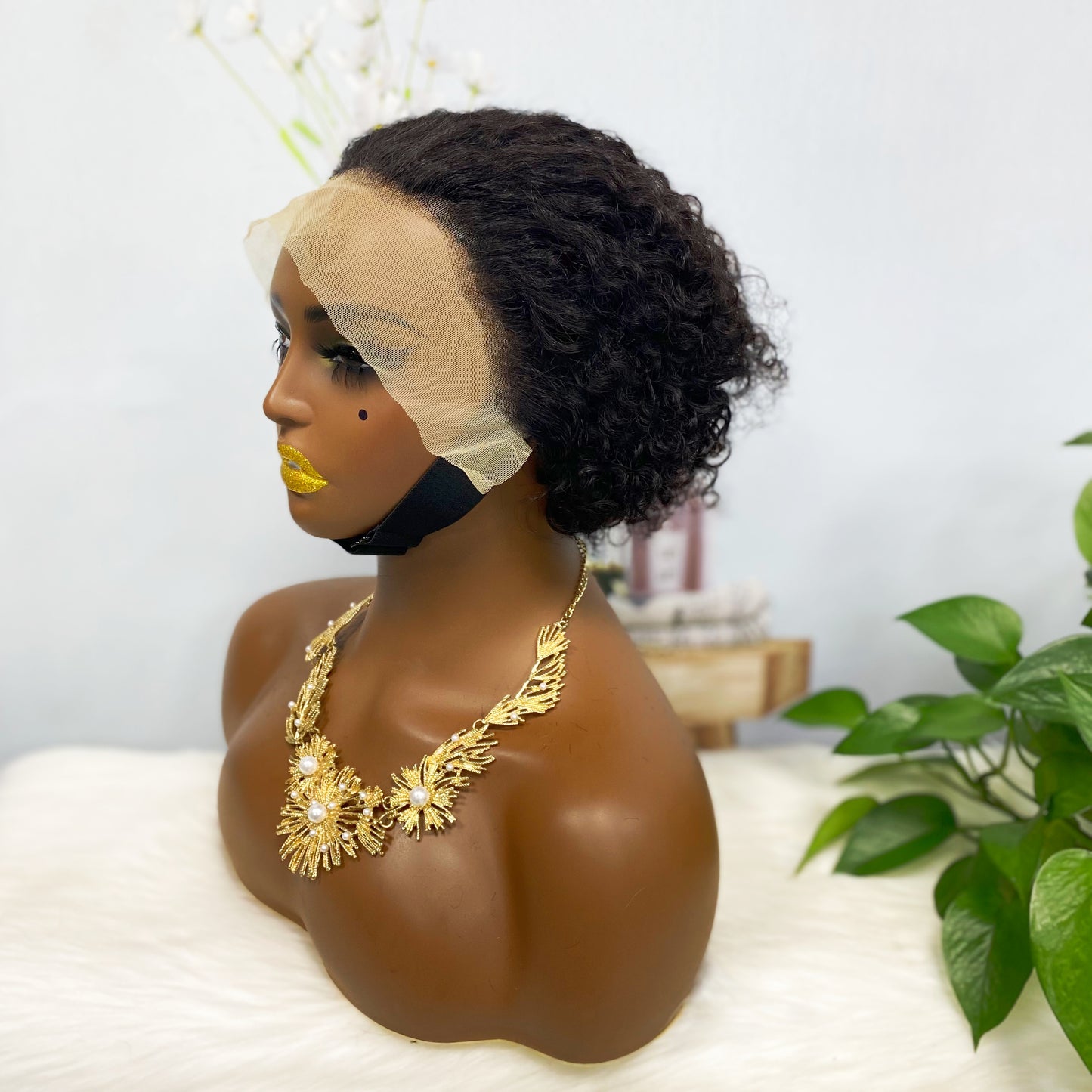13*4 Lace Wig Curly Curly Human Hair Lace Wigs Color 1B