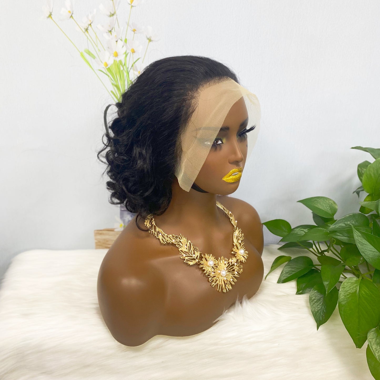 DD 13*4 Lace Wig Spring Curl Natural Color Lace Wigs Color 1B