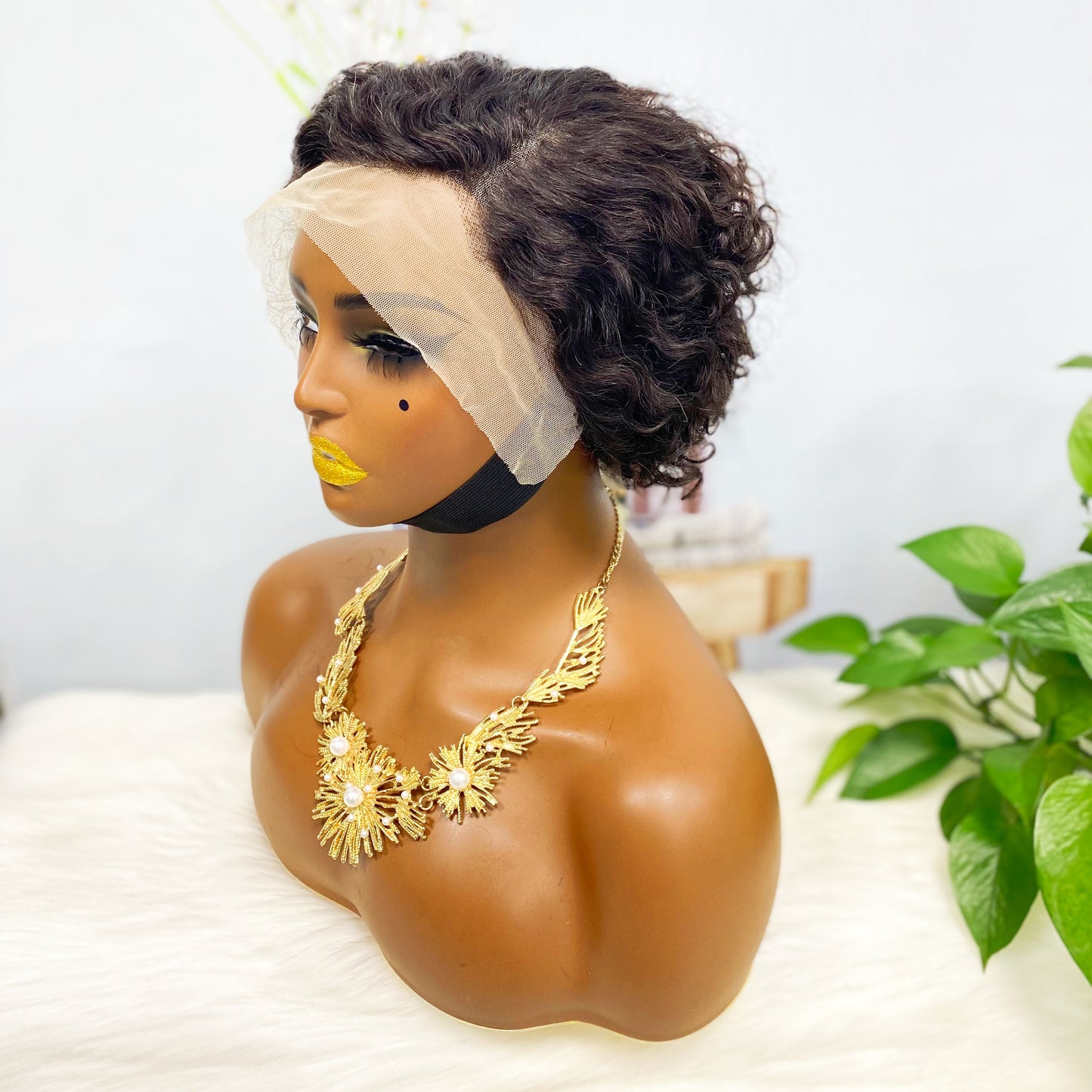 13*4 Lace Wig Curly Curly Human Hair Lace Wigs Color 1B(Partiality)