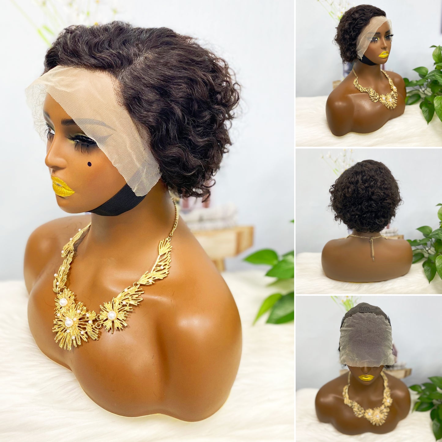 13*4 Lace Wig Curly Curly Human Hair Lace Wigs Color 1B(Partiality)