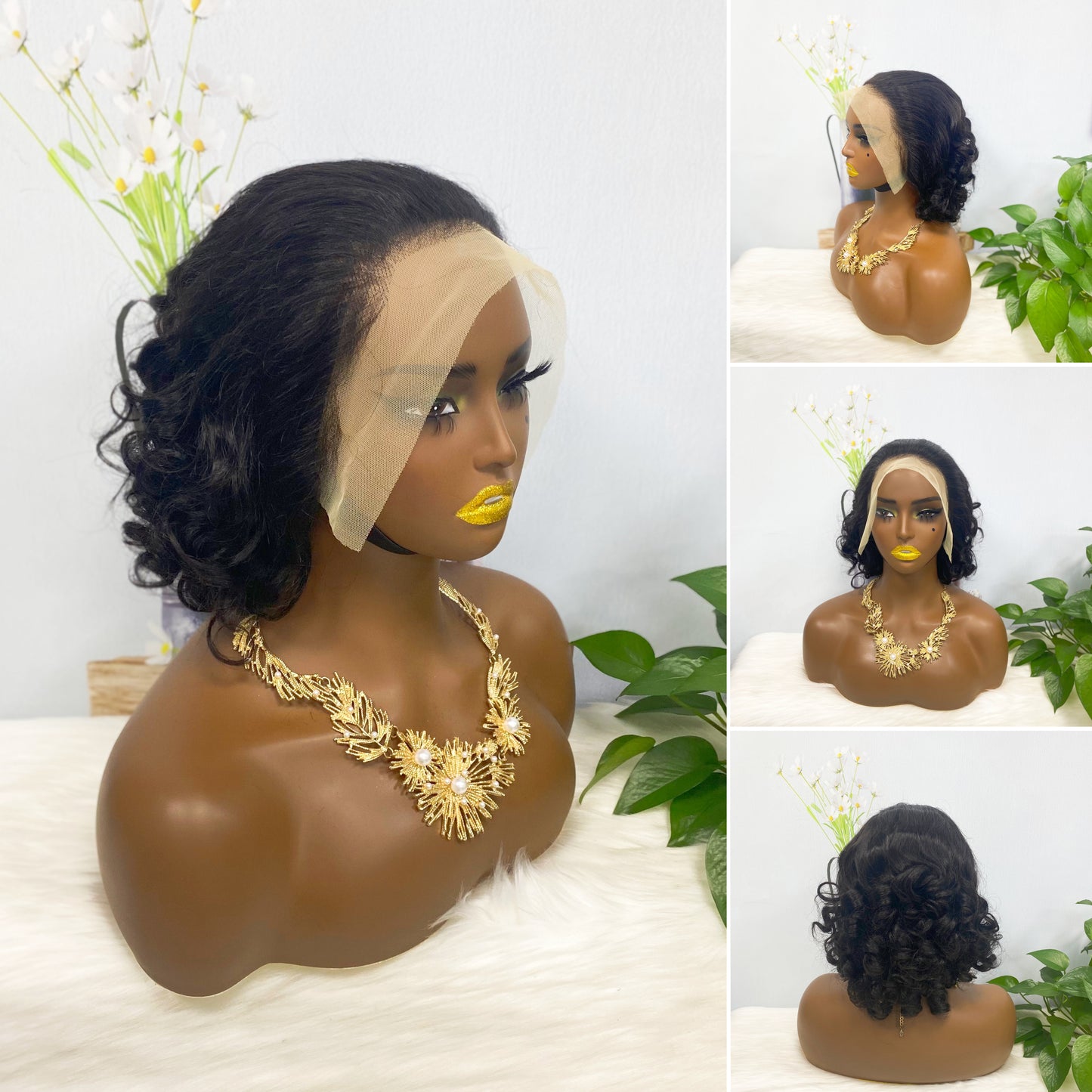 DD 13*4 Lace Wig Spring Curl Natural Color Lace Wigs Color 1B