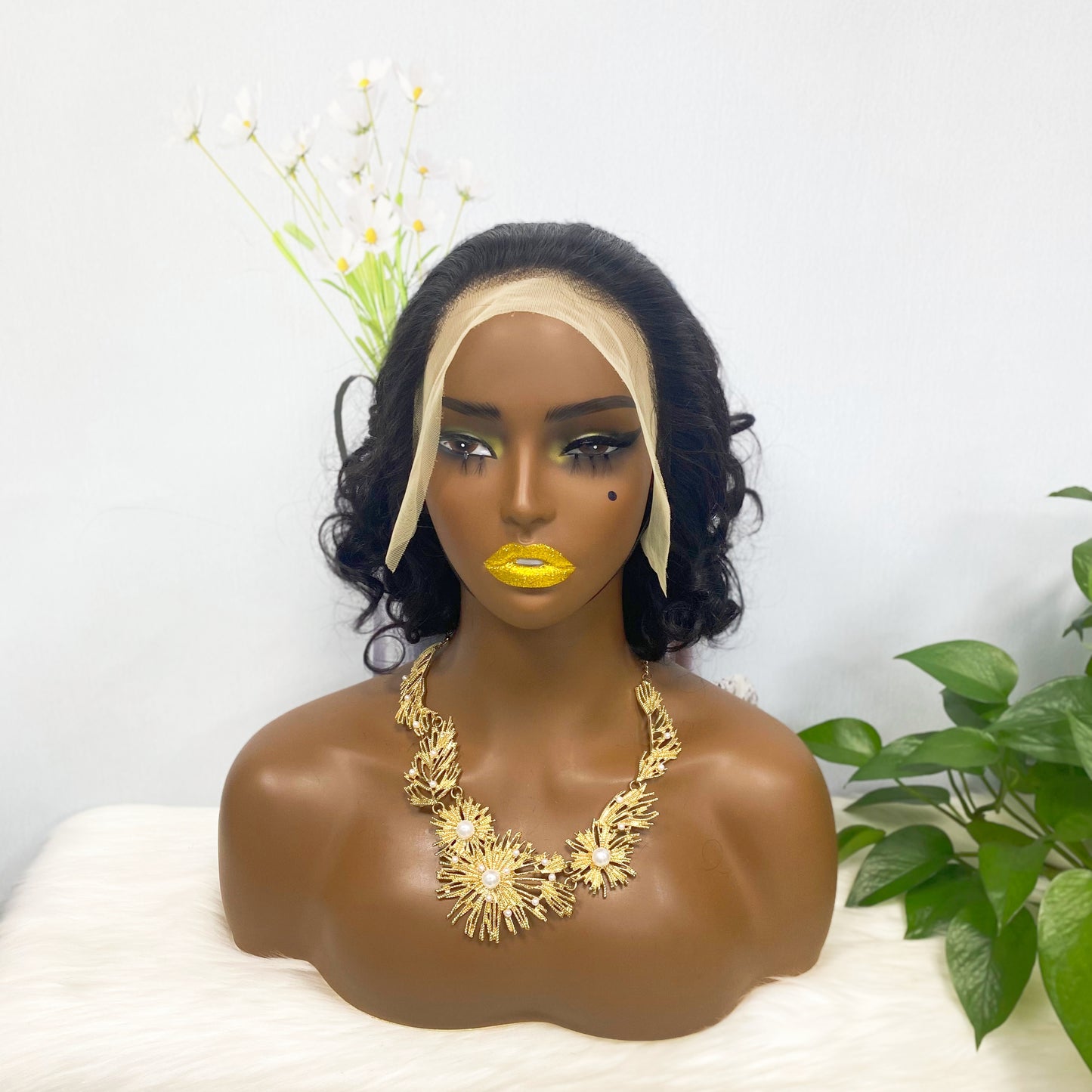 DD 13*4 Lace Wig Spring Curl Natural Color Lace Wigs Color 1B