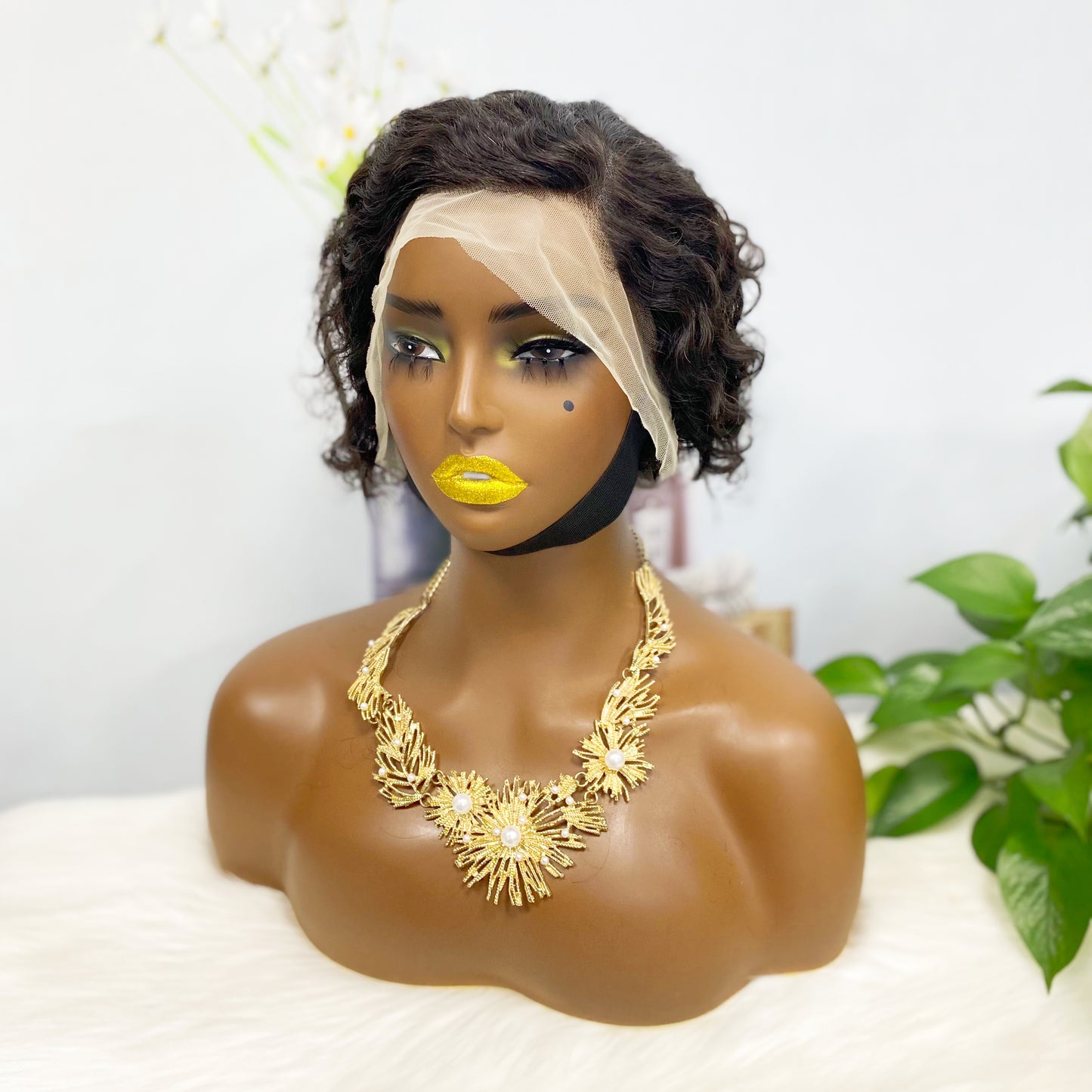 13*4 Lace Wig Curly Curly Human Hair Lace Wigs Color 1B(Partiality)