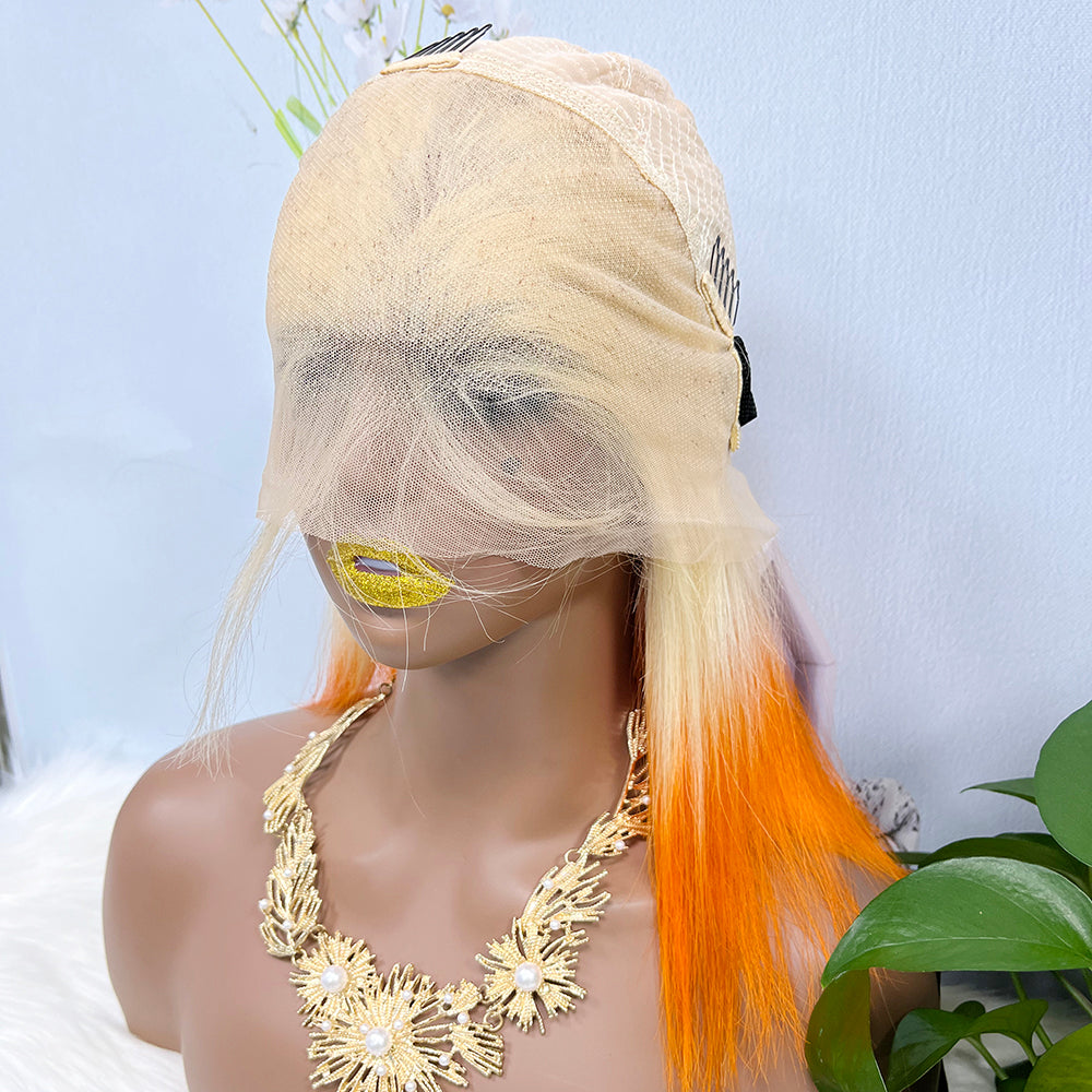 13*4 BoB Wig Perruques droites Couleur T613/Orange Densité 200%