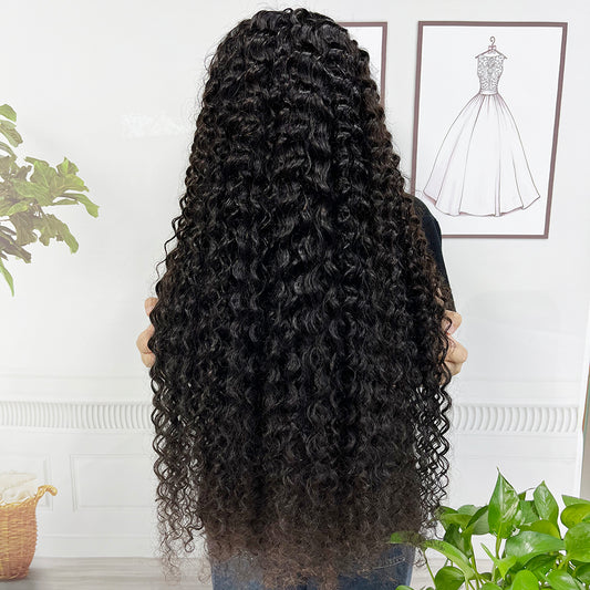 5x5 HD Glueless Lace Wig Water Wave Virgin Human Hair Curly Lace Wigs 350% Density