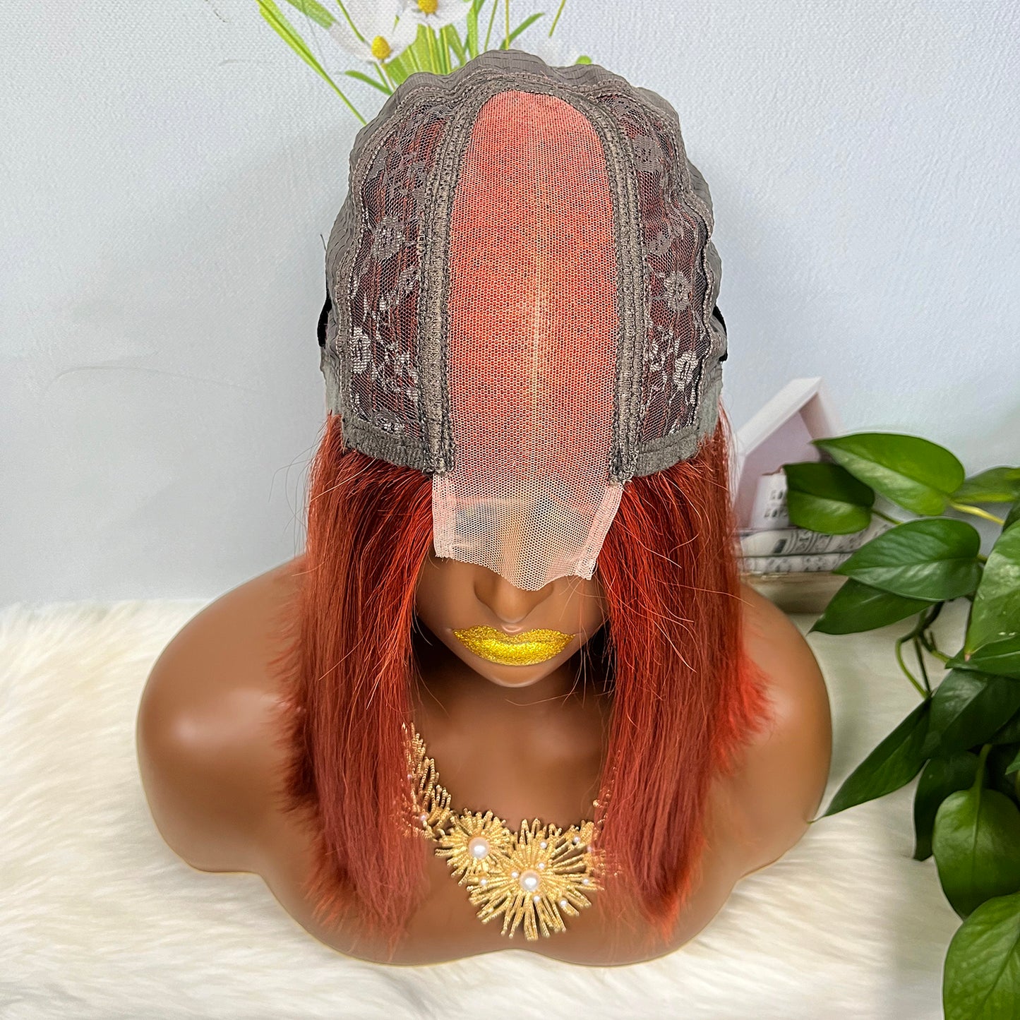 Super Double Drawn 2*6 Lace Bob Wig Human Hair Lace Wig Color 350# Straight