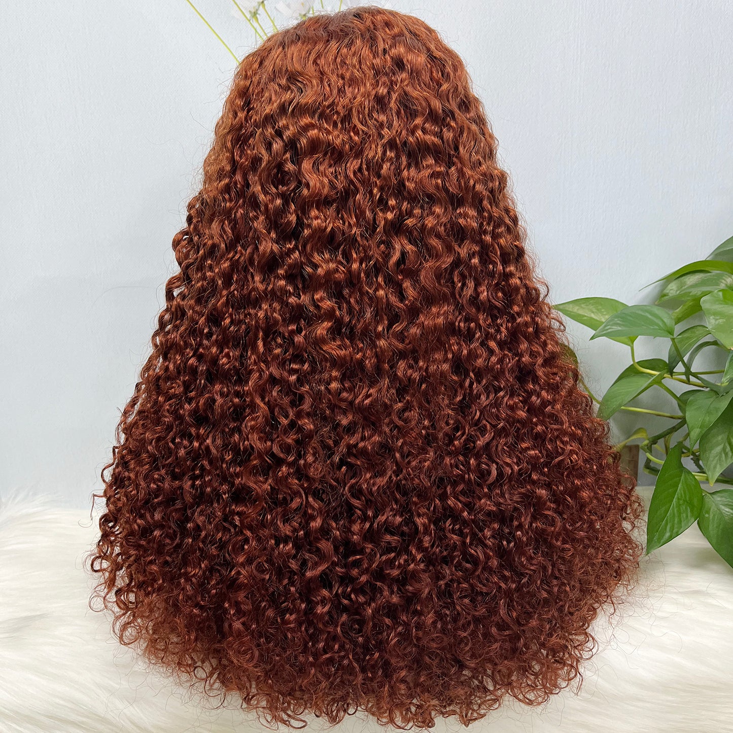 Double Drawn 5x5 Glueless Wig Pixie Curl Natural Human Hair Lace Wigs Ginger Color 33# 20inch