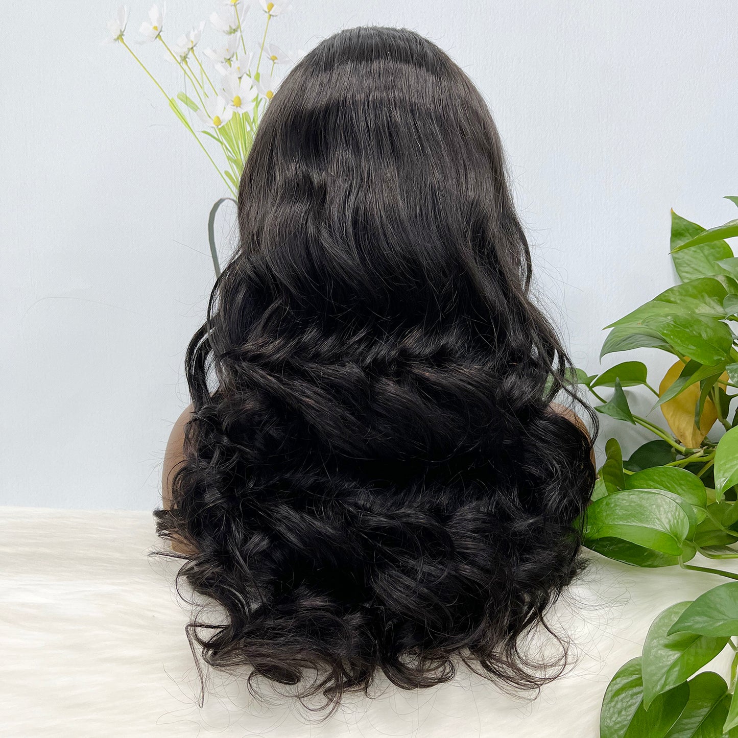 Double Drawn 13*4 GluelessLace Wig Romance Curl Natural Human Hair Lace Wigs Natural Color 20"