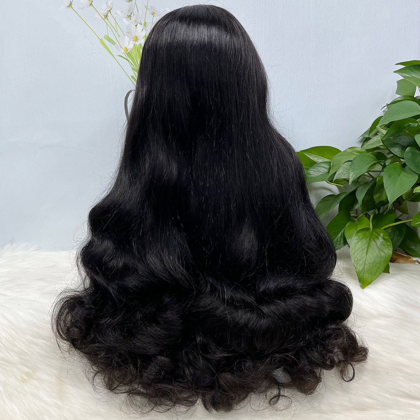 Double Drawn 4*4 Glueless Lace Wig Noble Wave Human Hair Wigs Natural Color 26"