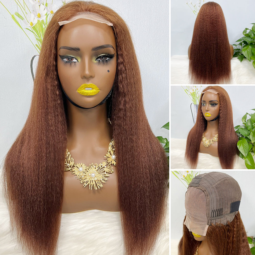 Perruque en dentelle 4*4 couleur droite 33 # 20 "perruque de cheveux humains naturels densité 250%